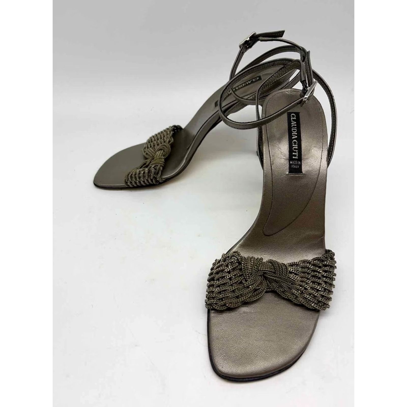 Vintage Claudia Ciuti Gray Size 7 Ankle Strap Heels Size US 7 / IT 37 - 2 Thumbnail
