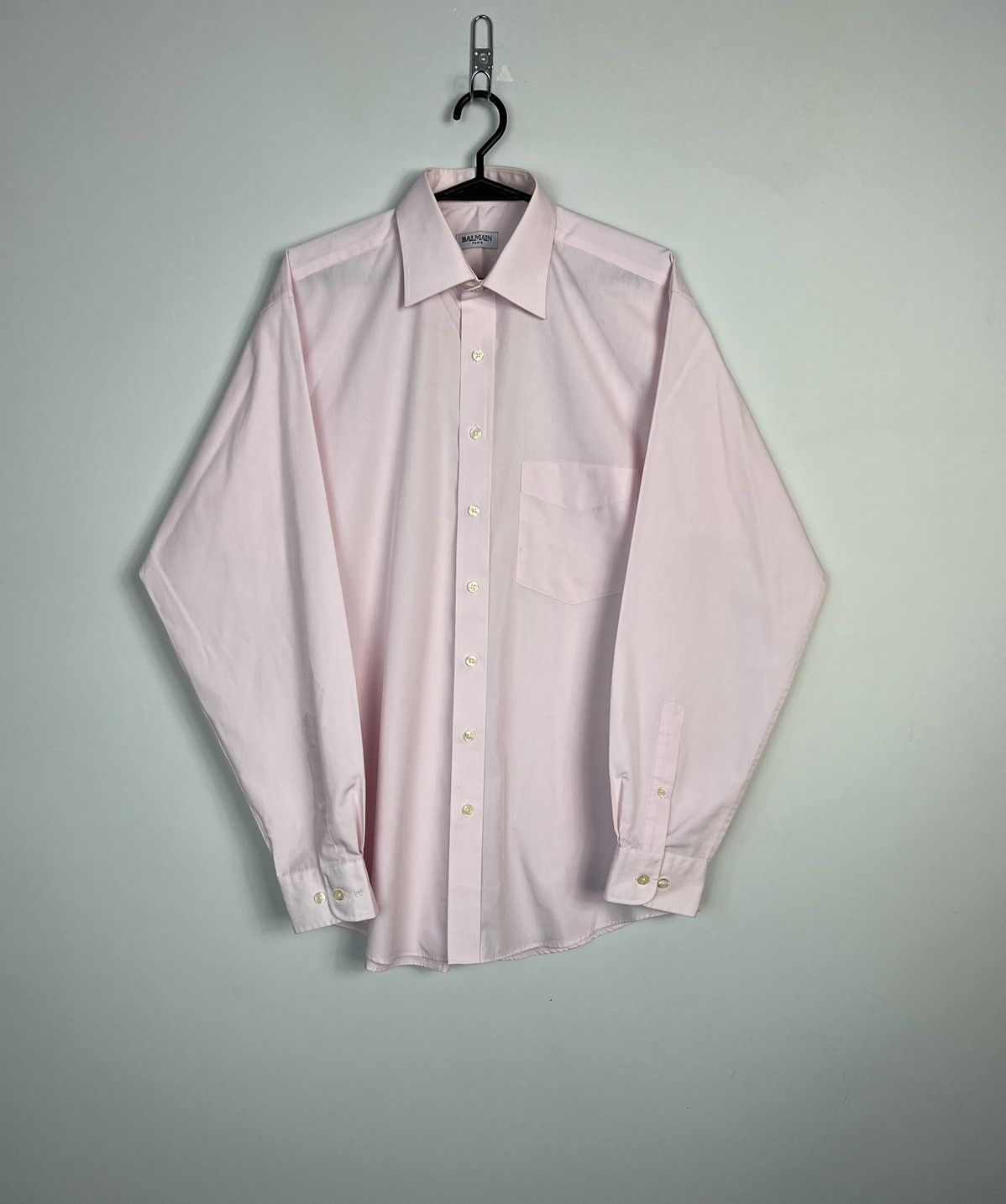 Shirt Balmain Paris Logo Buttons Powder Pink Vintage