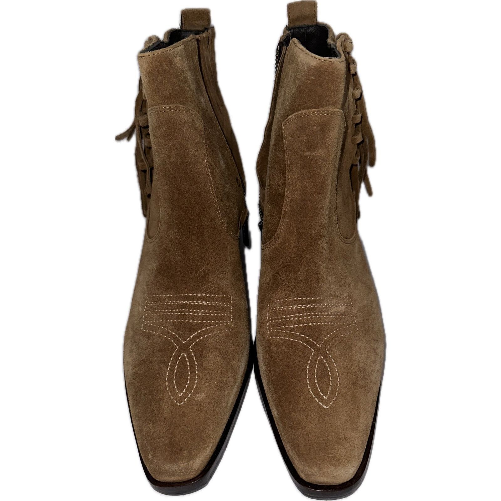 NWOT Donald Pliner MONA Brown Suede Fringe Booties 9M