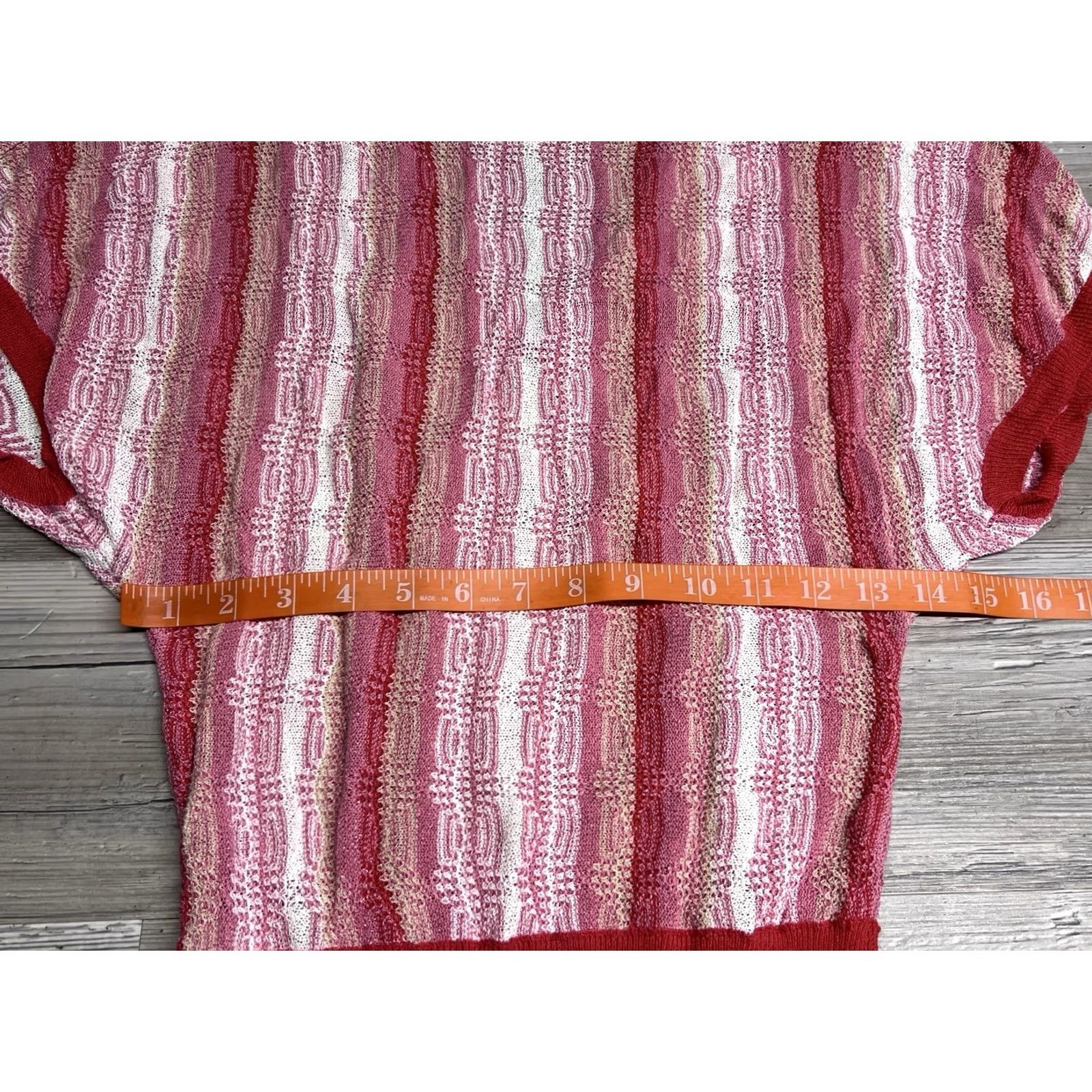 Bebe VINTAGE Bebe V-Neck Open Knit Top Short Sleeve XS Pink Metallic Sheer Size XS / US 0-2 / IT 36-38 - 4 Thumbnail
