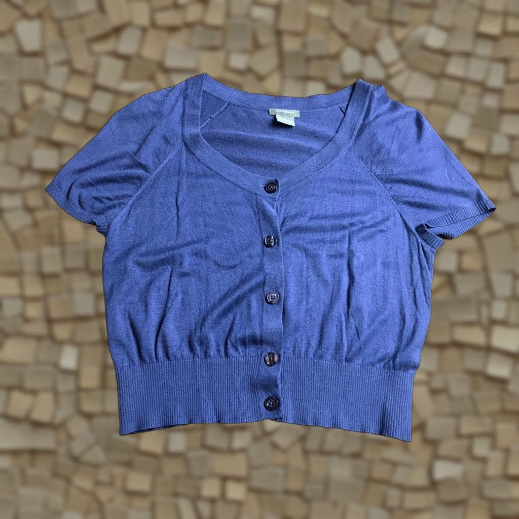 Ann Taylor Ann Taylor Shirt, Womens, Button-Up, Cropped, XS, Blue, Casual, Modern, 90s? Size XS / US 0-2 / IT 36-38 - 1 Thumbnail