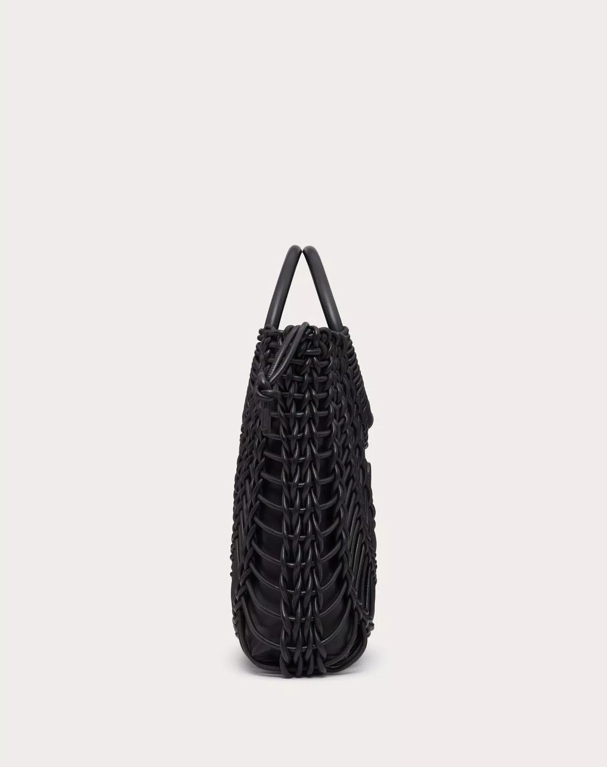 Valentino oc11z0725 Size:OS/Allknots Woven Leather Shopper in Black Size ONE SIZE - 4 Thumbnail