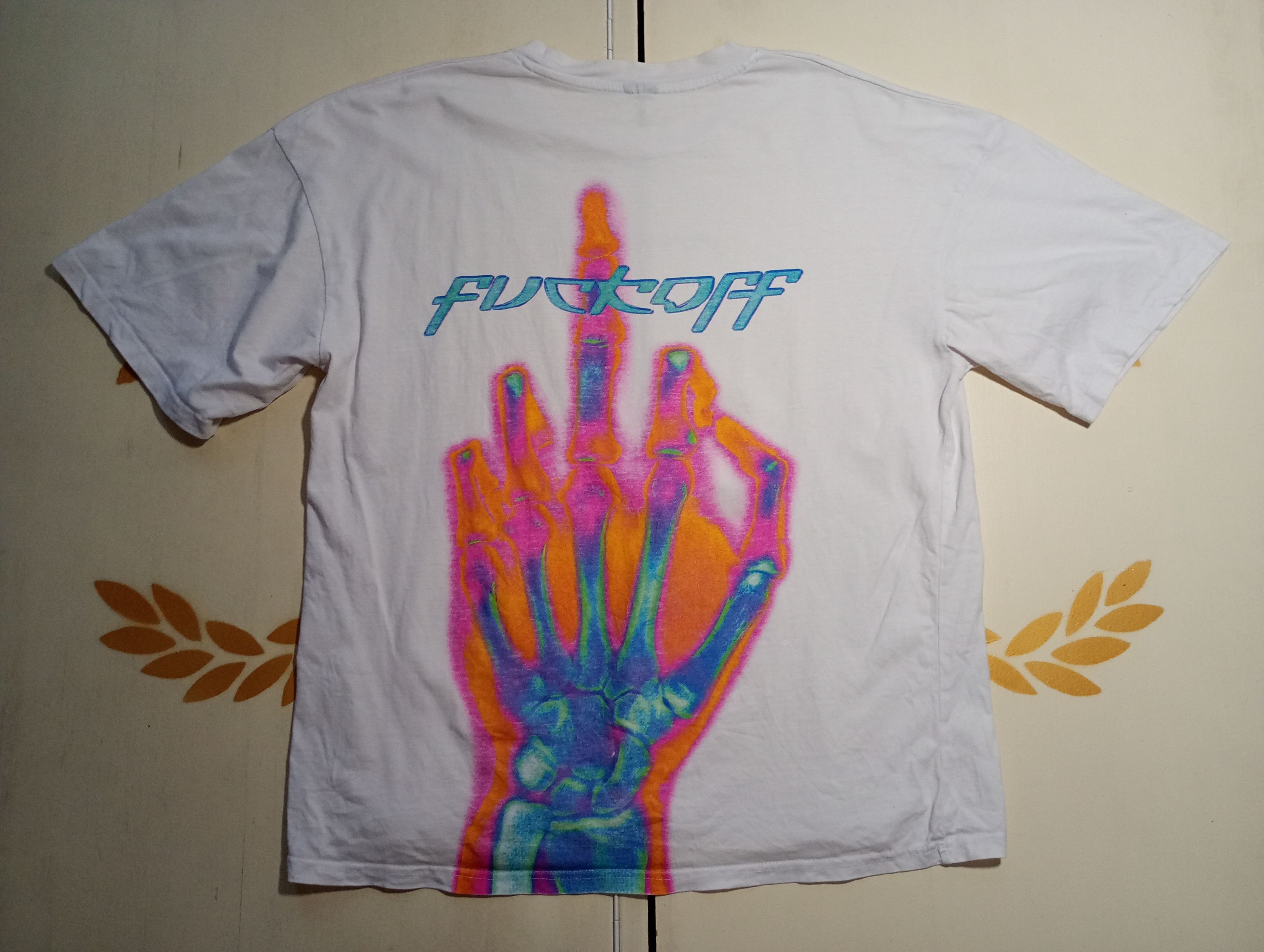 Other Fuck Off Sceleton Hand Printed T-Shirt Size US XL / EU 56 / 4 - 1 Thumbnail