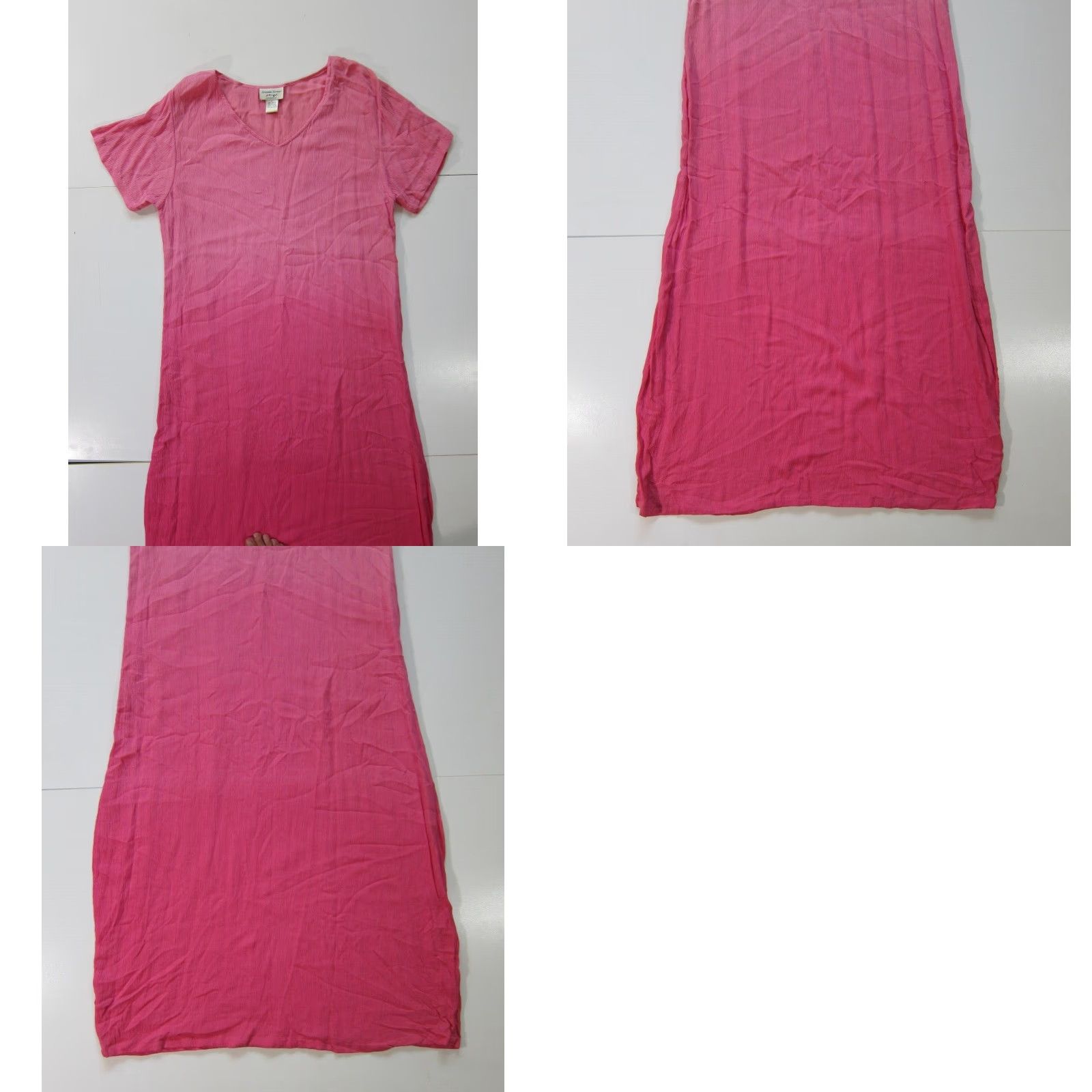 Vintage Amanda Stewart 100% Rayon Pink Ombre Short Sleeve Maxi Dress Women Large Size 36" / US 14 / IT 50 - 8 Thumbnail