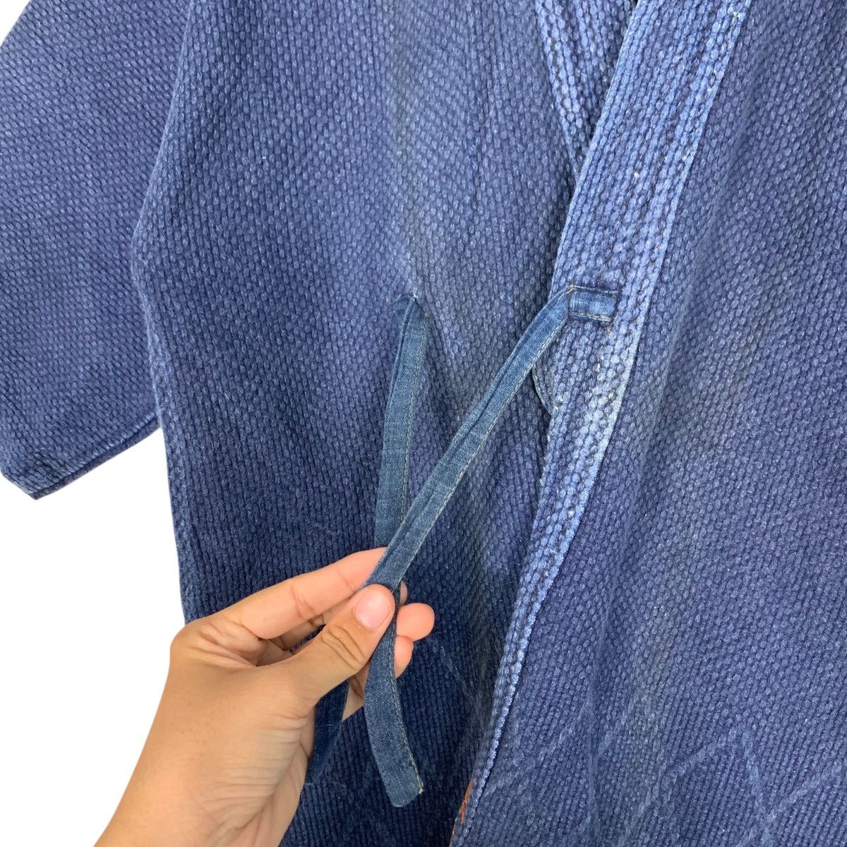 Vintage 90's Blue Indigo Sashiko Thick Weave Kimono Jacket 2767-C125 Size US M / EU 48-50 / 2 - 12 Thumbnail