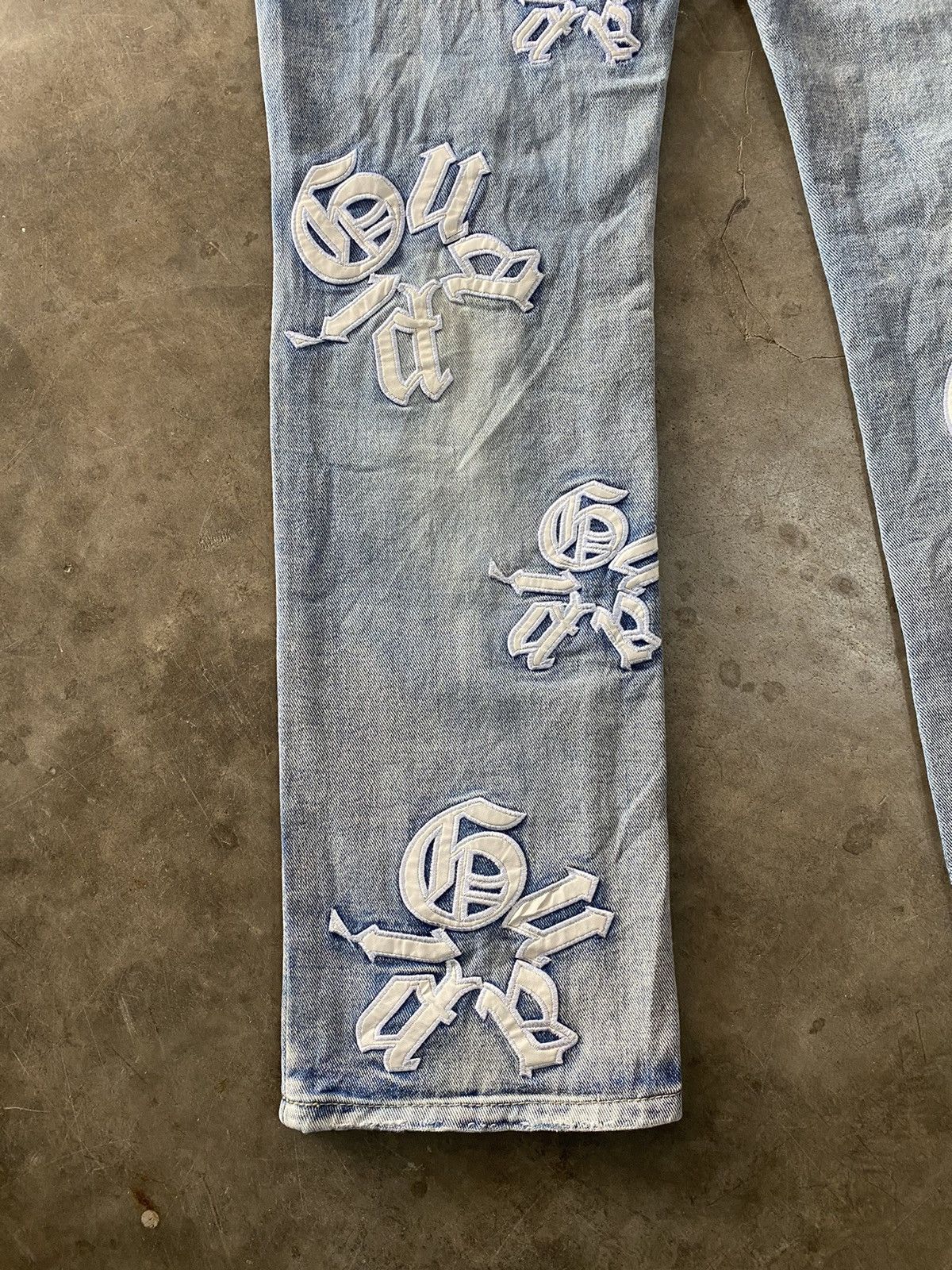 Japanese Brand Y2k Letter Embroidery Street Style Ripped Denim Pants Size US 30 / EU 46 - 13 Thumbnail
