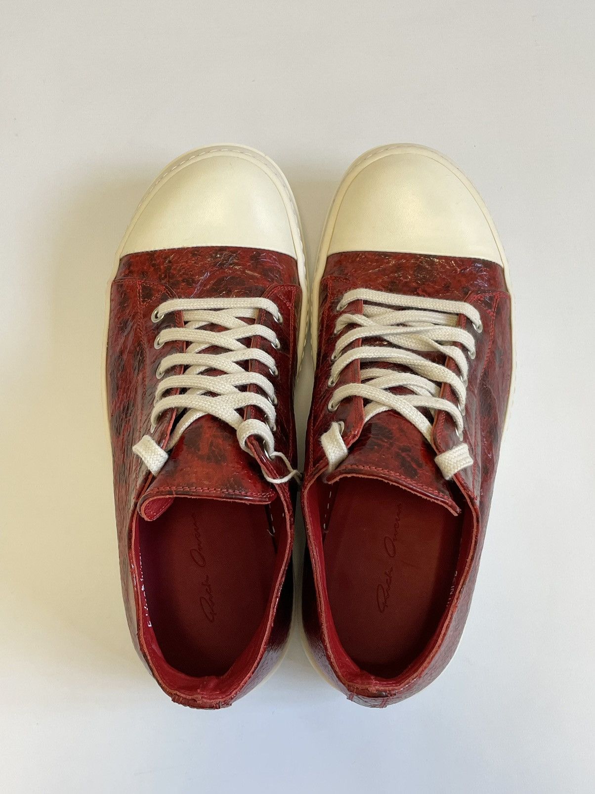 Rick Owens S/S 17 Red Wolf Fish Leather Ramones Sneakers Size US 8 / EU 41 - 7 Thumbnail