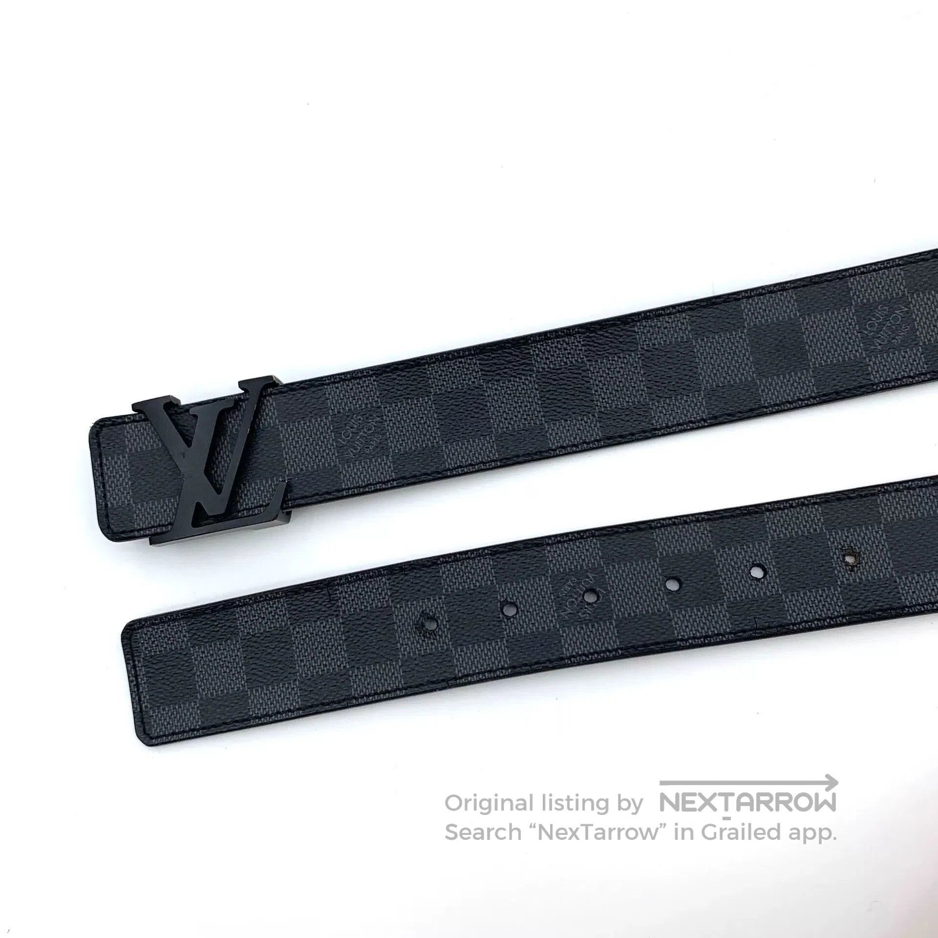 Louis Vuitton louis vuitton black gray checkered logo belt. Size ONE SIZE - 4 Thumbnail