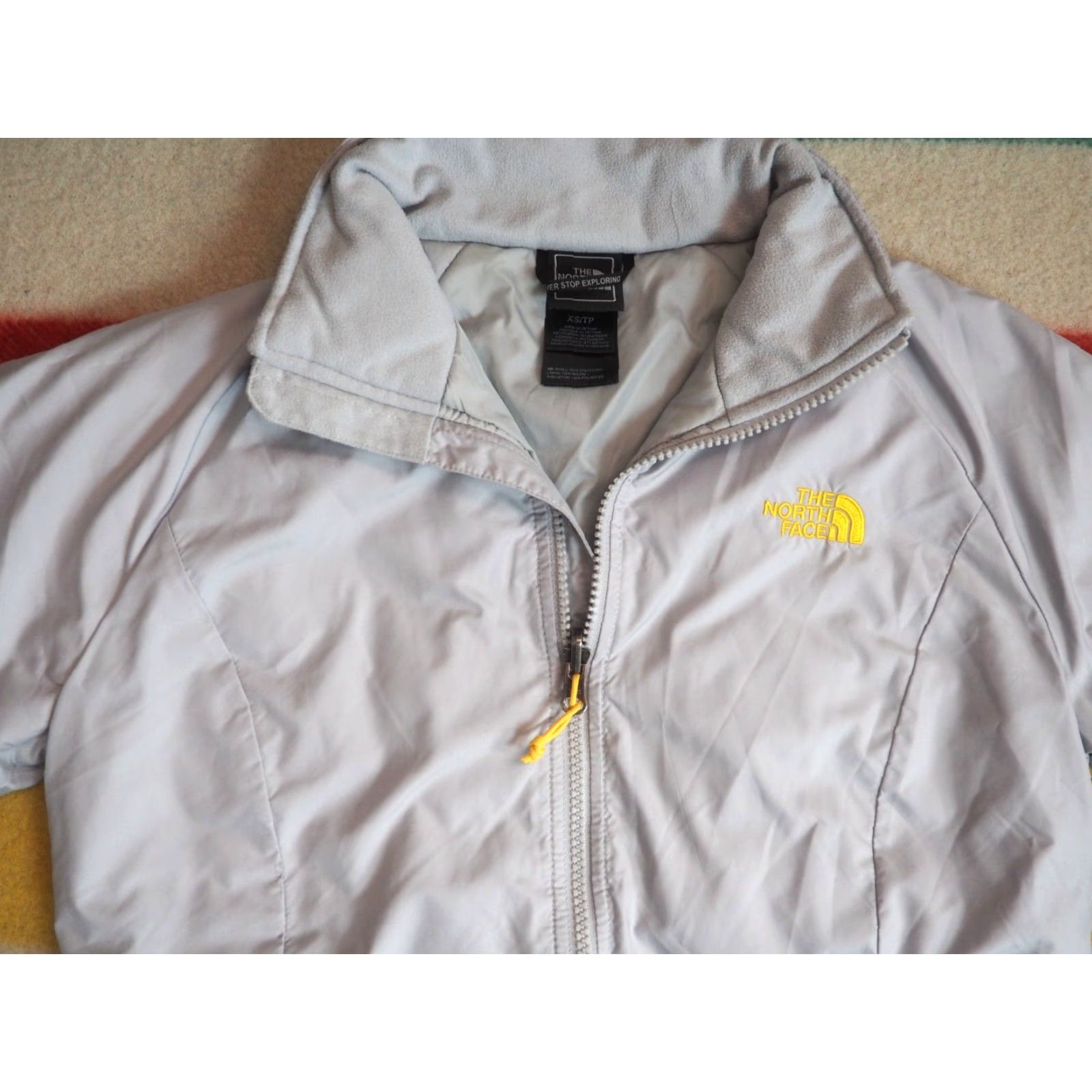 The North Face VINTAGE The North Face TNF Stone Gray Yellow Zip Nylon Puffer Jacket Womens XS Size XS / US 0-2 / IT 36-38 - 3 Thumbnail