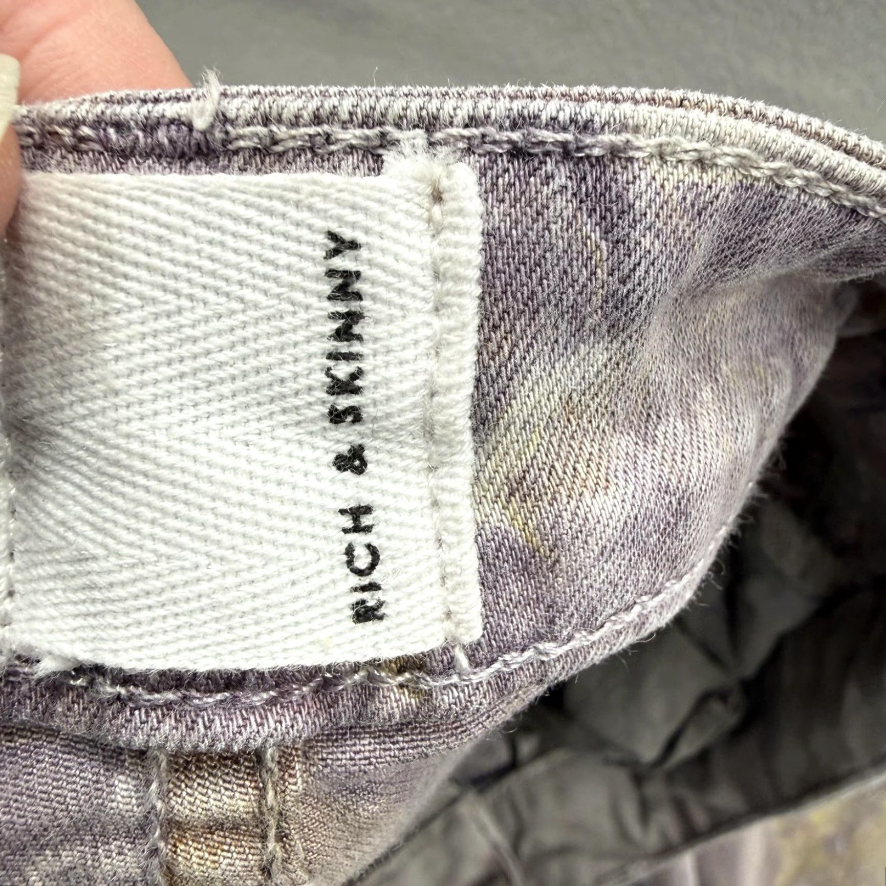 Denime Rich & Skinny Jeans Womens 29 Gray Marble Wash Low Rise Straight Stretch Denim Size 29" - 3 Thumbnail