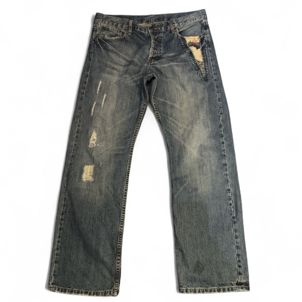 Japanese Brand 🔥🇯🇵 Archive Takeo Kikuchi Distressed Boro Sashiko Denim Size US 36 / EU 52 - 2 Thumbnail
