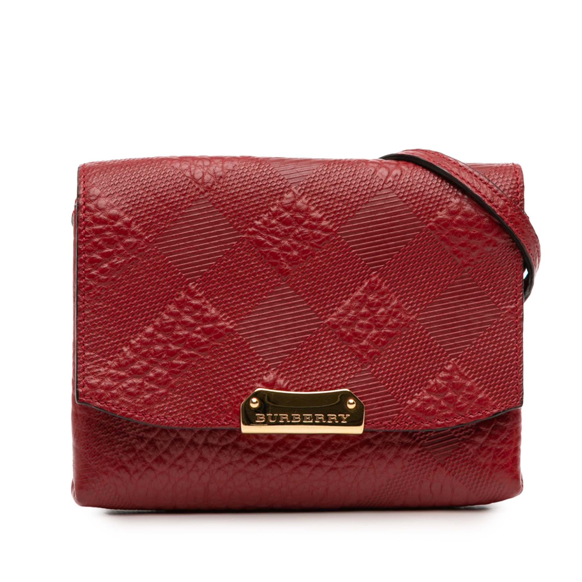 Burberry Embossed Grain Check Leather Langley Crossbody Size ONE SIZE - 1 Thumbnail