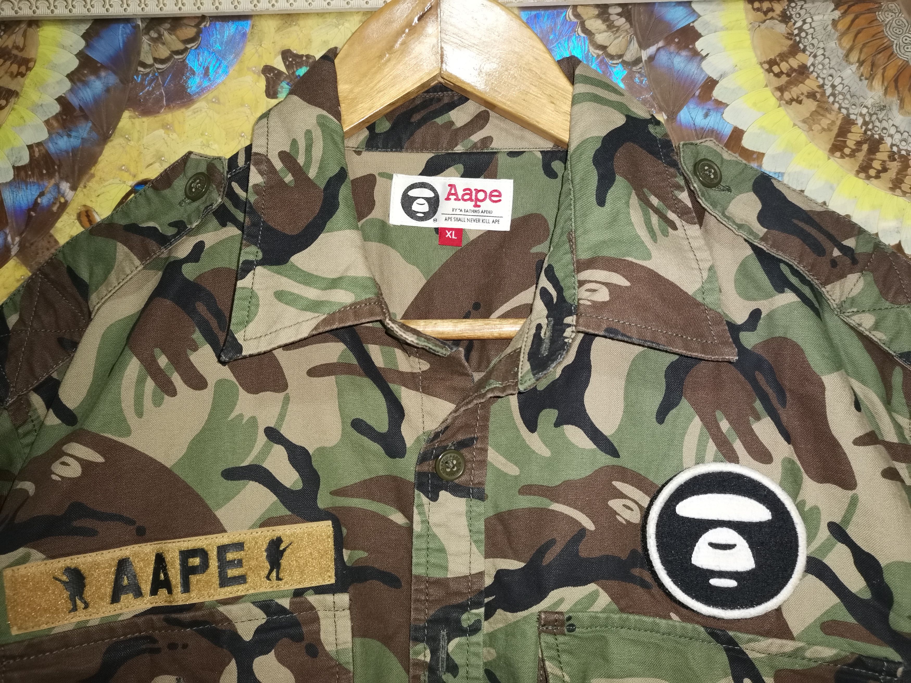 Aape AAPE by A Bathing Foot Soldier Patch Camo Shirt Size US XL / EU 56 / 4 - 16 Thumbnail
