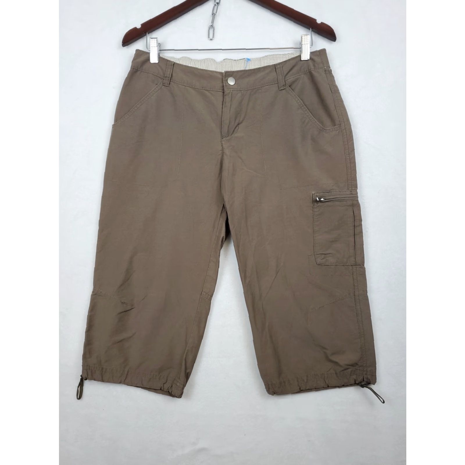 Vintage Columbia Pants Women 8 Brown Cropped Straight Leg Cargo Pockets Outdoor Casual Machine Washable Nylon Blend Signature? Size 30" / US 8 / IT 44 - 4 Thumbnail