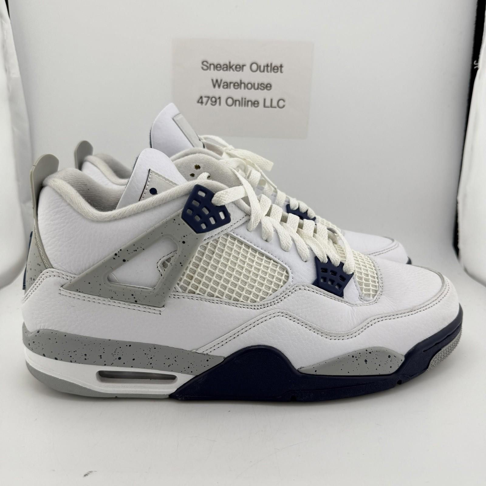 Nike Air Jordan 4 Retro White Midnight Navy 11.5 Size US 11.5 / EU 44-45 - 4 Thumbnail