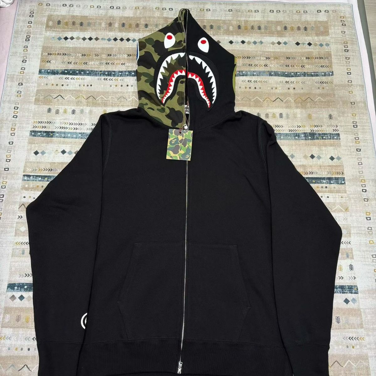 Adidas × Bape BAPE ADIDAS CAMO SHARK FULL ZIP HOODIE | Grailed