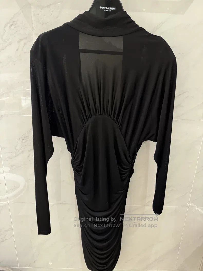 Saint Laurent Paris Saint Laurent Paris Ladies Black Shiny Knit Pleated Collar Size M / US 6-8 / IT 42-44 - 1 Thumbnail