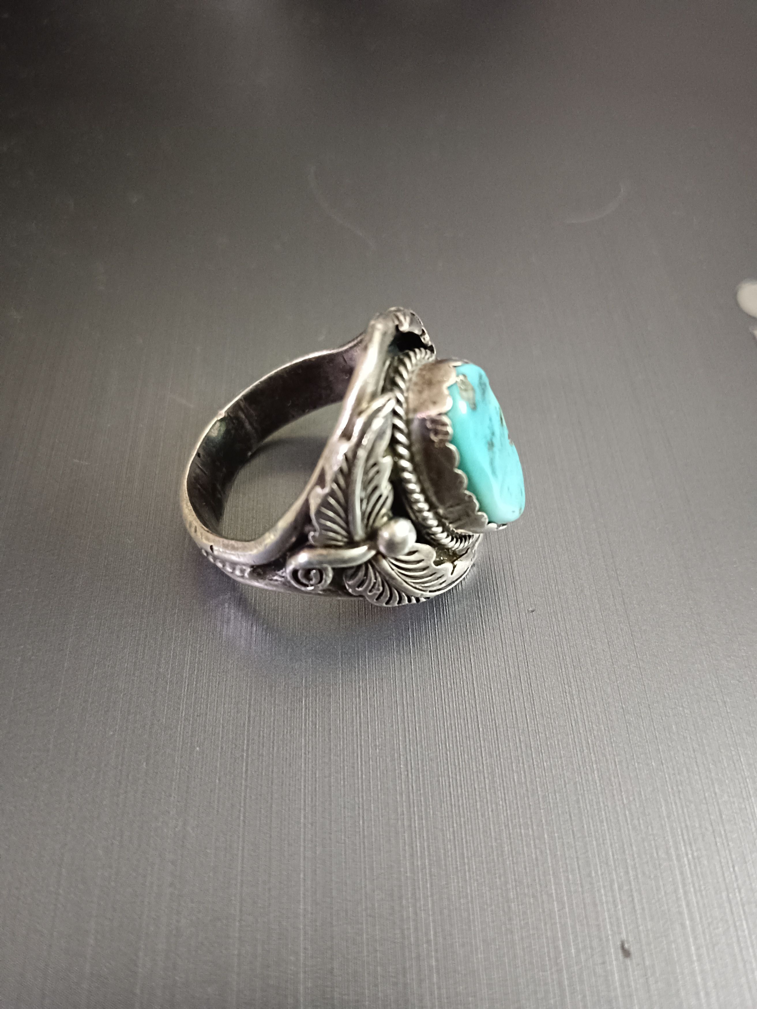 Sterling Silver × Vintage STERLING SILVER NAVAJO SIGNED RB TURQUOISE Size ONE SIZE - 3 Thumbnail