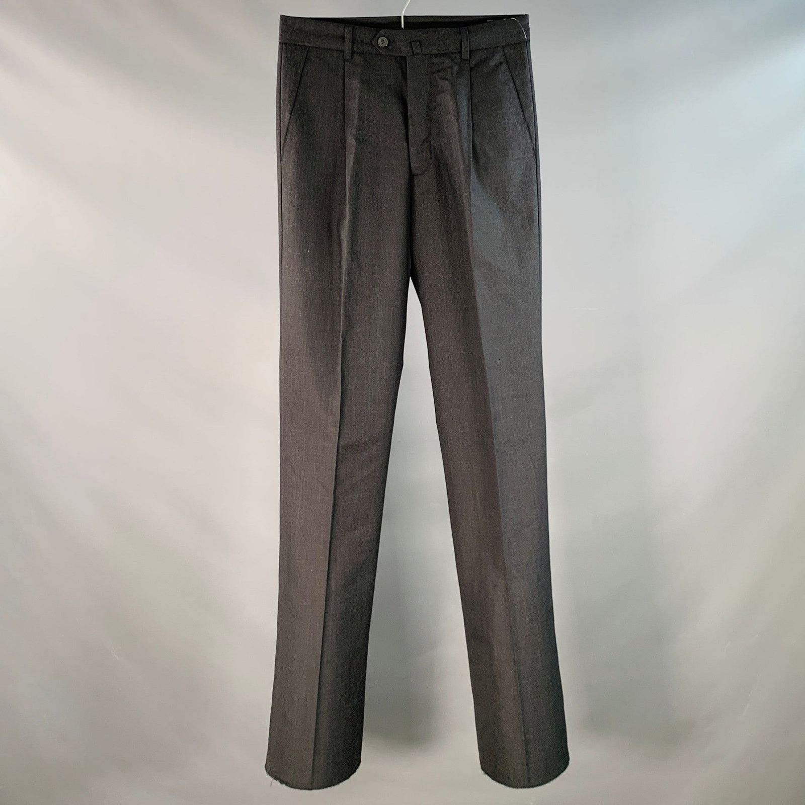 agnes b. Size 28 Grey Charcoal Wool Pleated Tapered Dress Pants Size US 28 / EU 44 - 1 Thumbnail