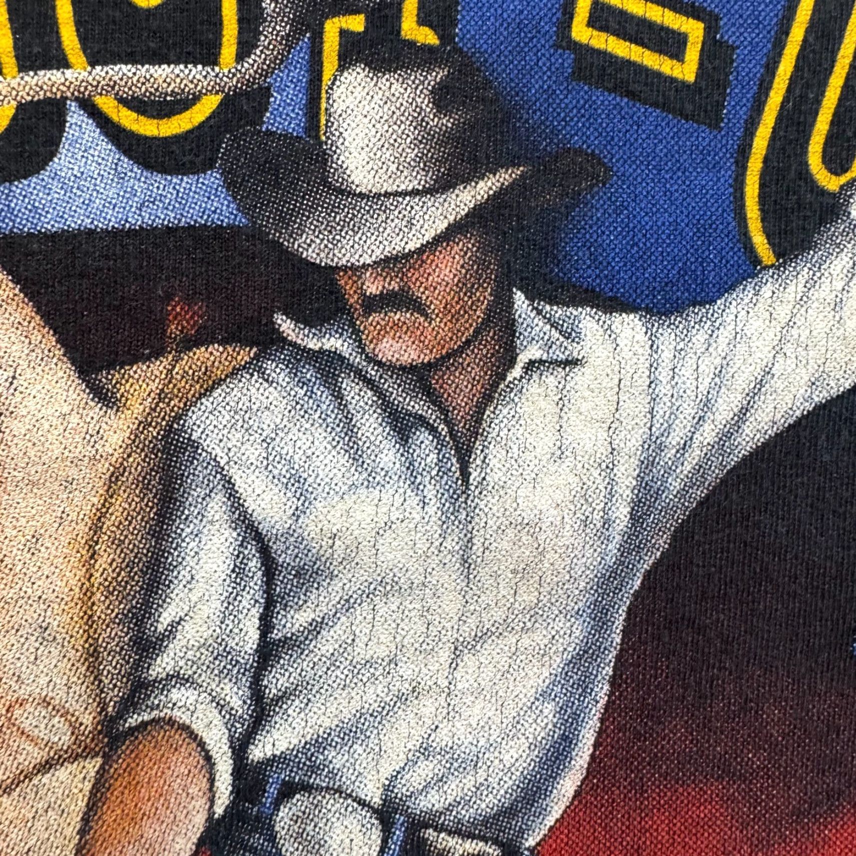 Vintage VINTAGE Cowboy Up T-Shirt Graphic Tee Mens Large Black Western Bull Riding Size US L / EU 52-54 / 3 - 4 Thumbnail