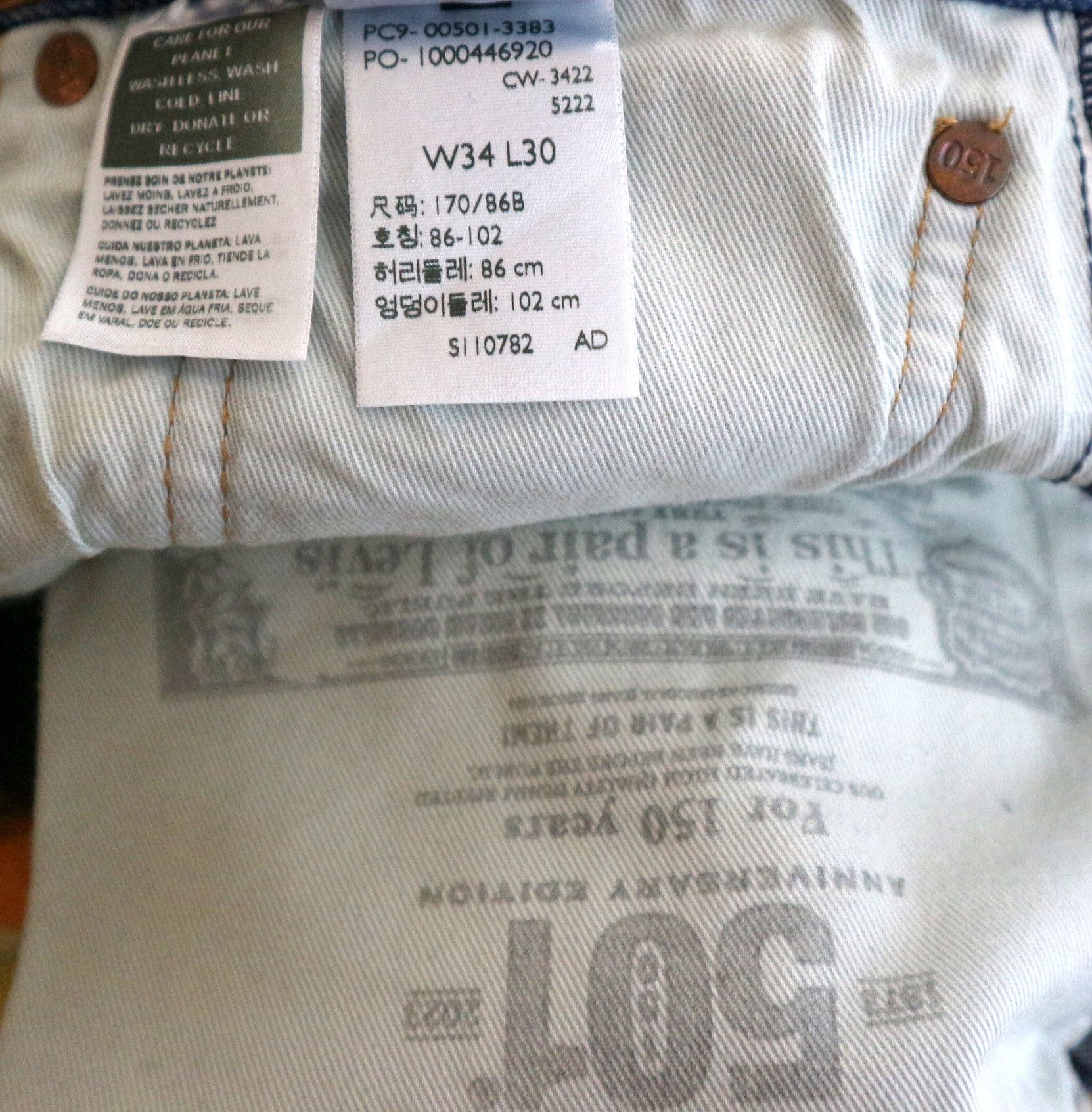 Levi's Levis 501 150th jeans W34 L30 Size US 34 / EU 50 - 10 Thumbnail