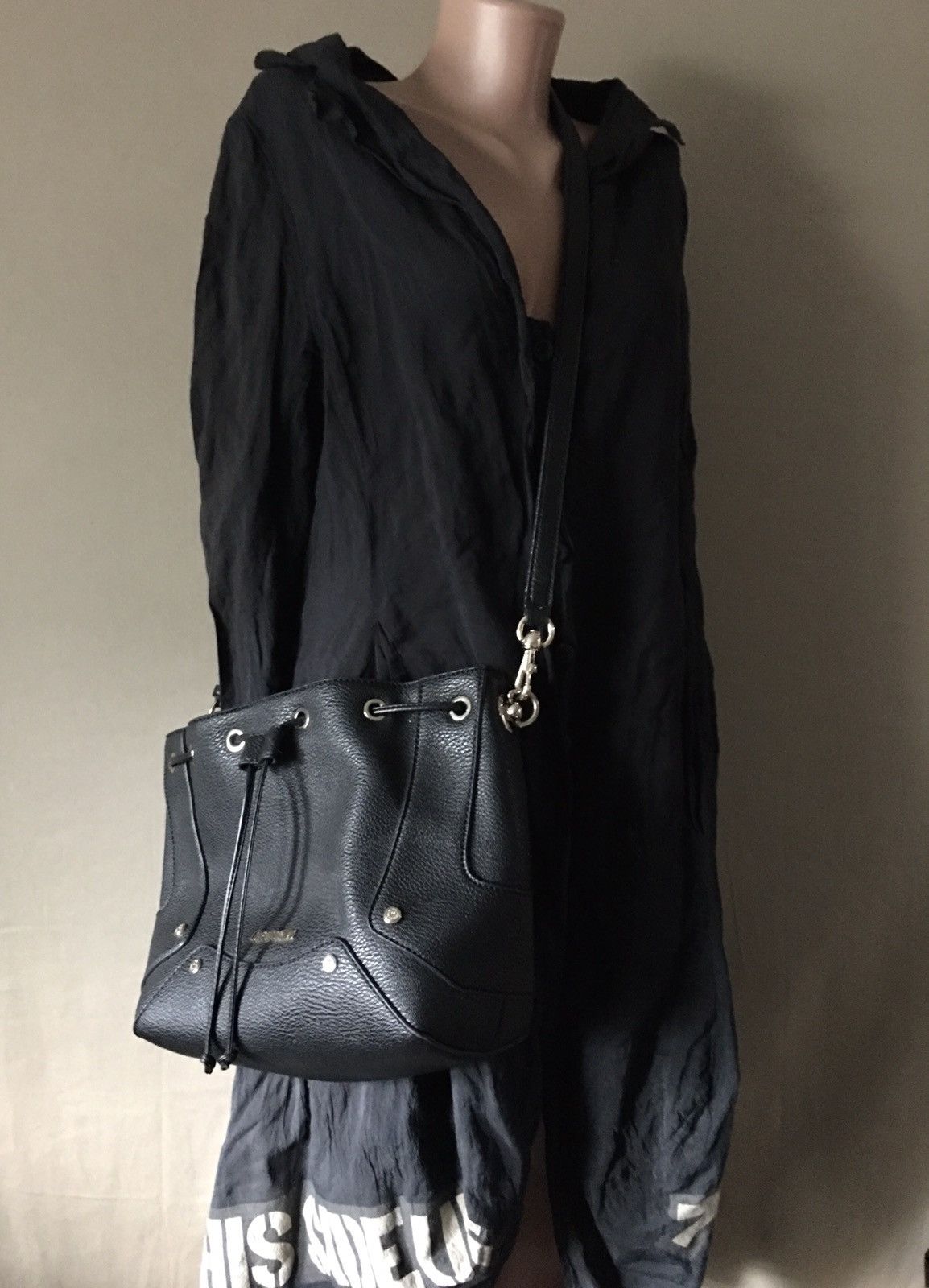 Love Moschino LOVE MOSCHINO Black Drawstring Shoulder Bag Size ONE SIZE - 12 Thumbnail