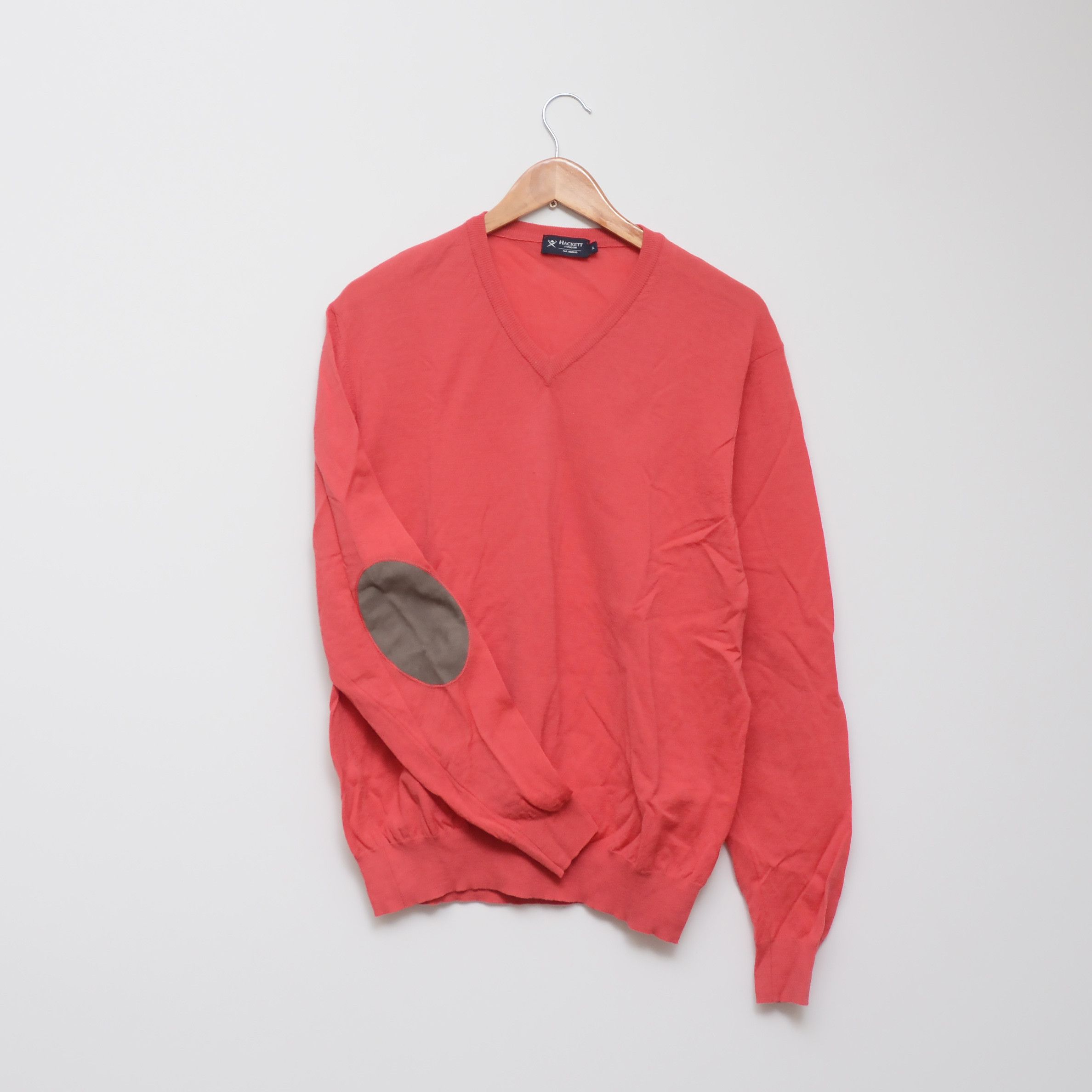 Hackett Hackett London 100% Merino Wool Crew V-Neck Jumper Size US L / EU 52-54 / 3 - 1 Thumbnail