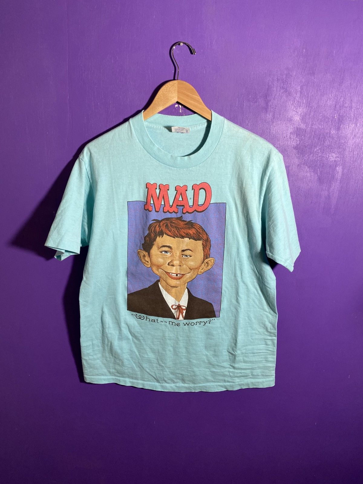 Vintage Vintage 90s Mad comics me worry? T-shirt Size US L / EU 52-54 / 3 - 1 Thumbnail