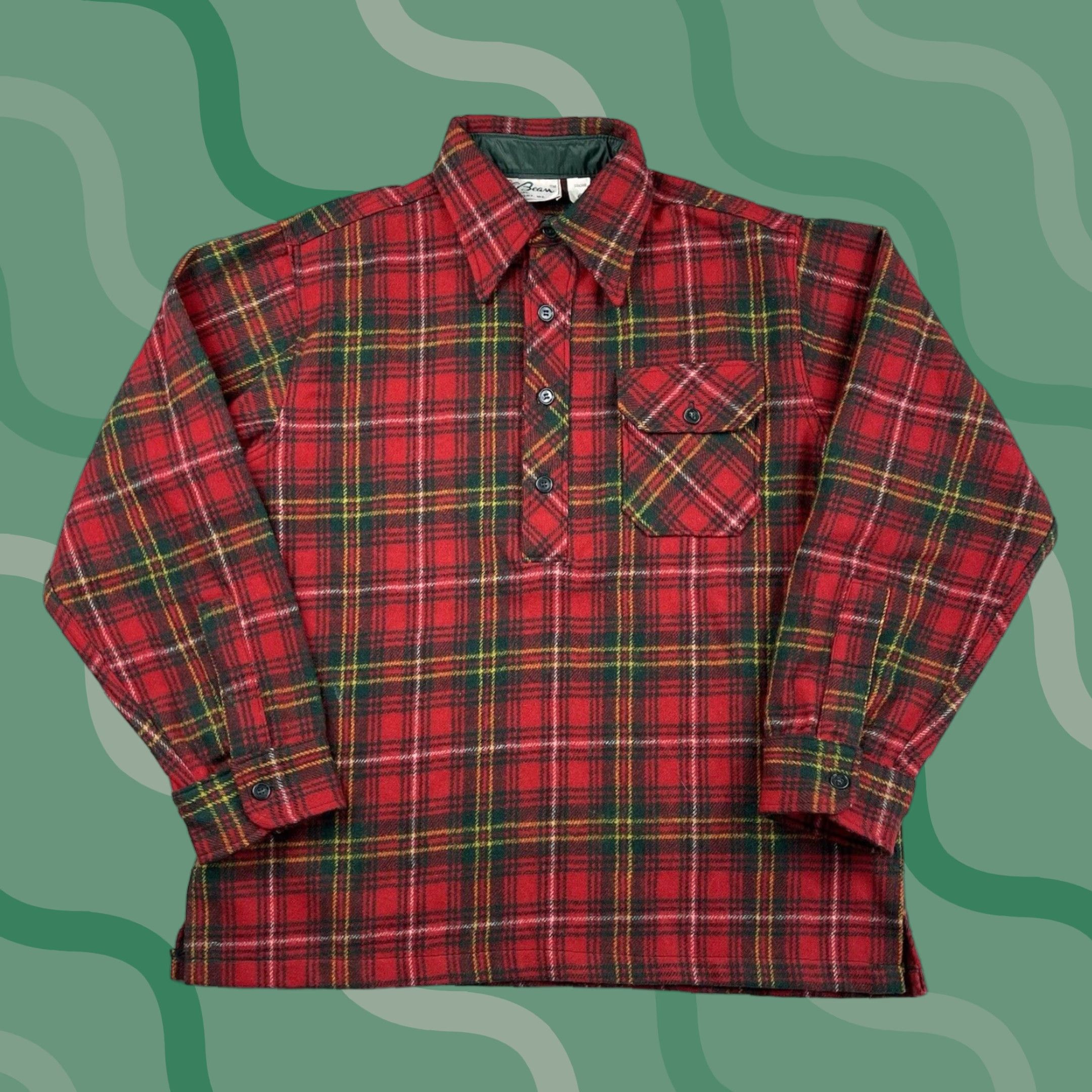 Vintage VINTAGE LL BEAN Wool Trapper Pullover Jacket Mens Sz L Plaid Chore Barn USA Rare Wool Blend 85/15 Button Pockets 100% USA Made Mens Size US L / EU 52-54 / 3 - 1 Thumbnail