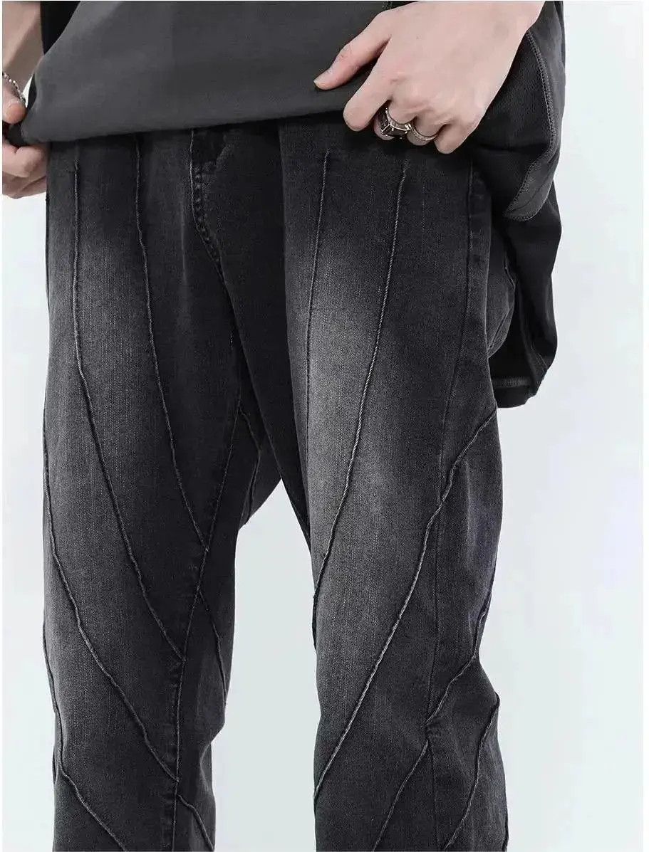 Japanese Brand Retro washed patchwork micro flared jeans Size US 32 / EU 48 - 3 Thumbnail