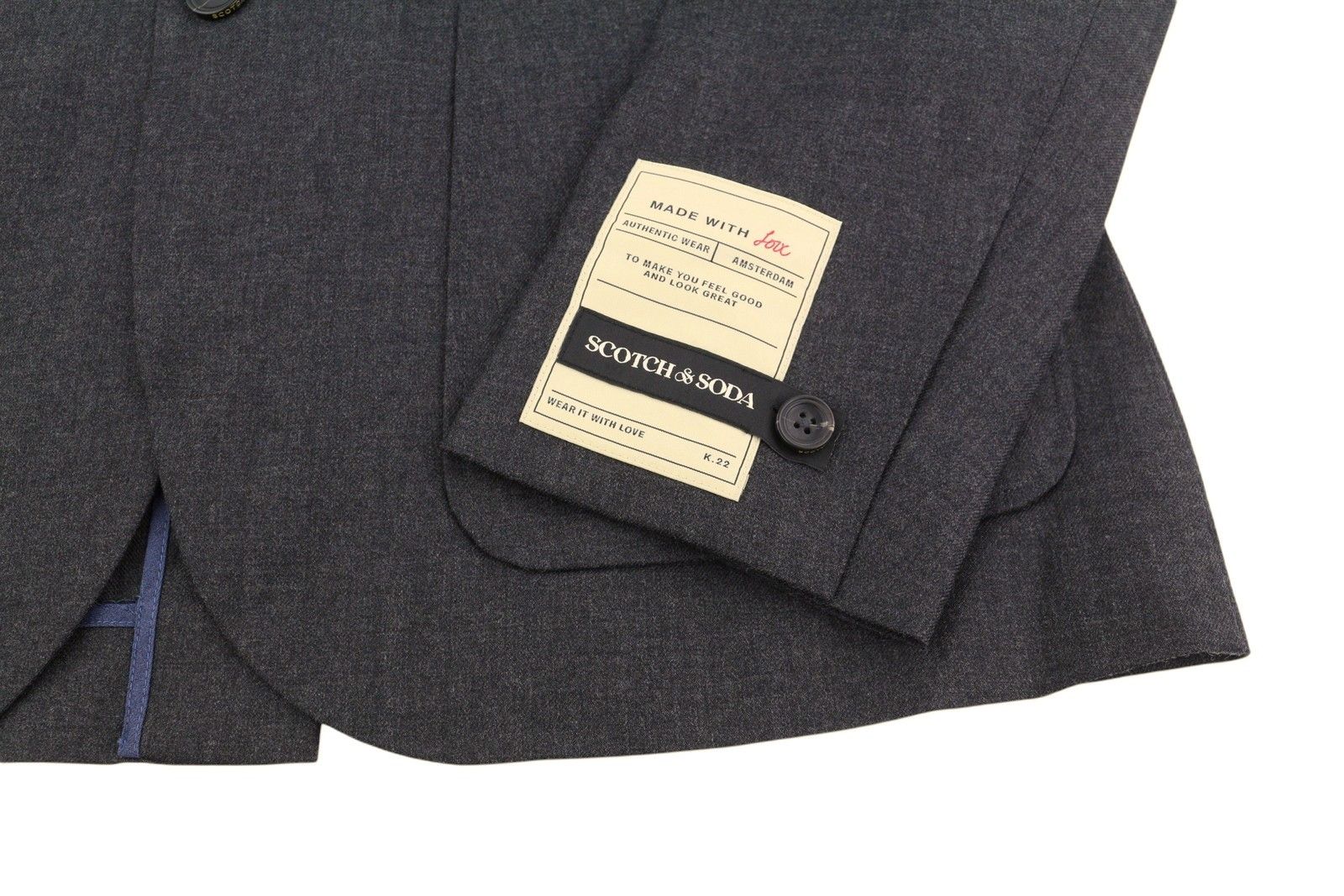 Scotch & Soda S Grey Graphite Melange Notch Blazer 88532 Size 36R - 6 Thumbnail