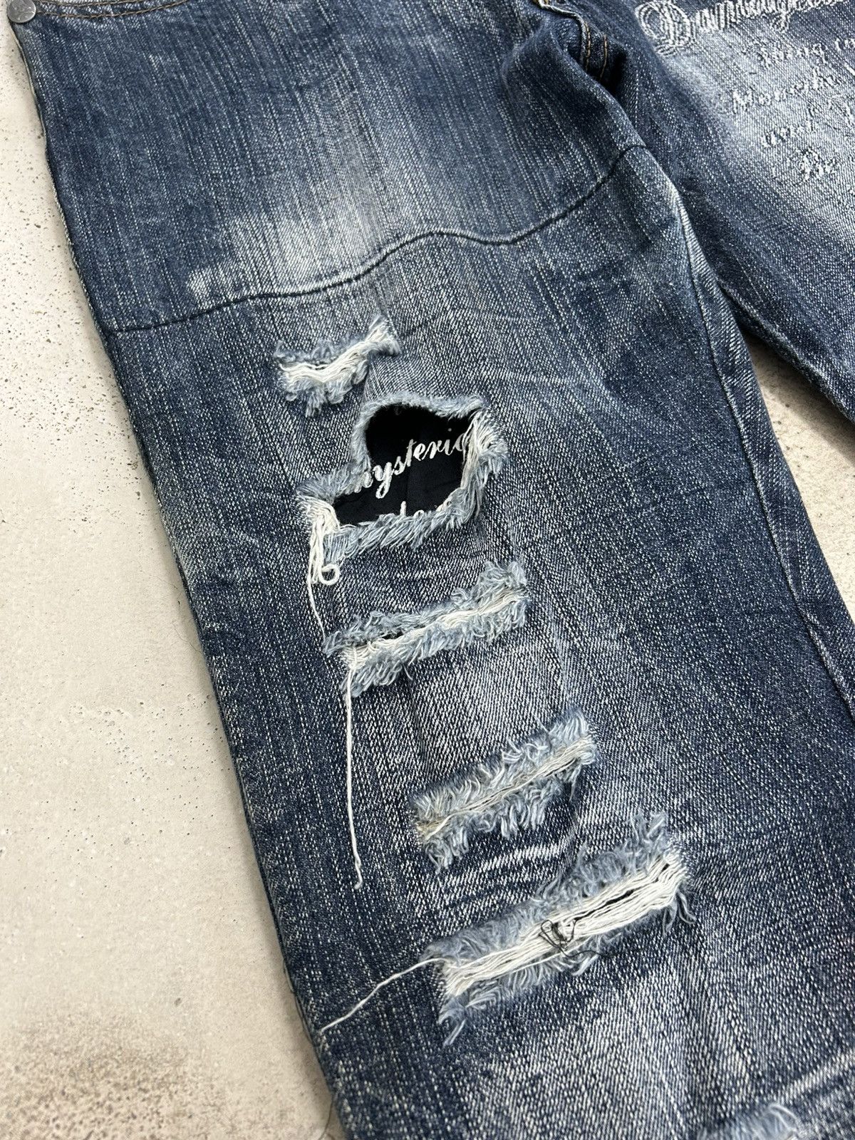 Japanese Brand Doublefocus Japan Jeans Distressed Washed Clawn Mark Quotes Size US 32 / EU 48 - 9 Thumbnail