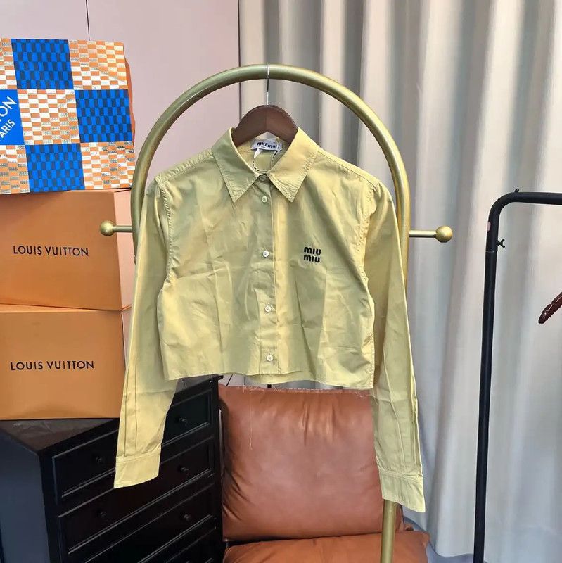 Miu Miu Miu Miu Short Sleeve Yellow Blouse 0089 Size S / US 4 / IT 40 - 1 Thumbnail