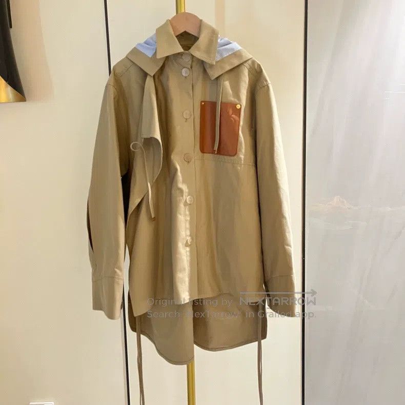 Loewe Loewe Khaki and Blue Striped Casual Windbreaker Hooded Jac Size 4XL / US 24-26 - 1 Thumbnail