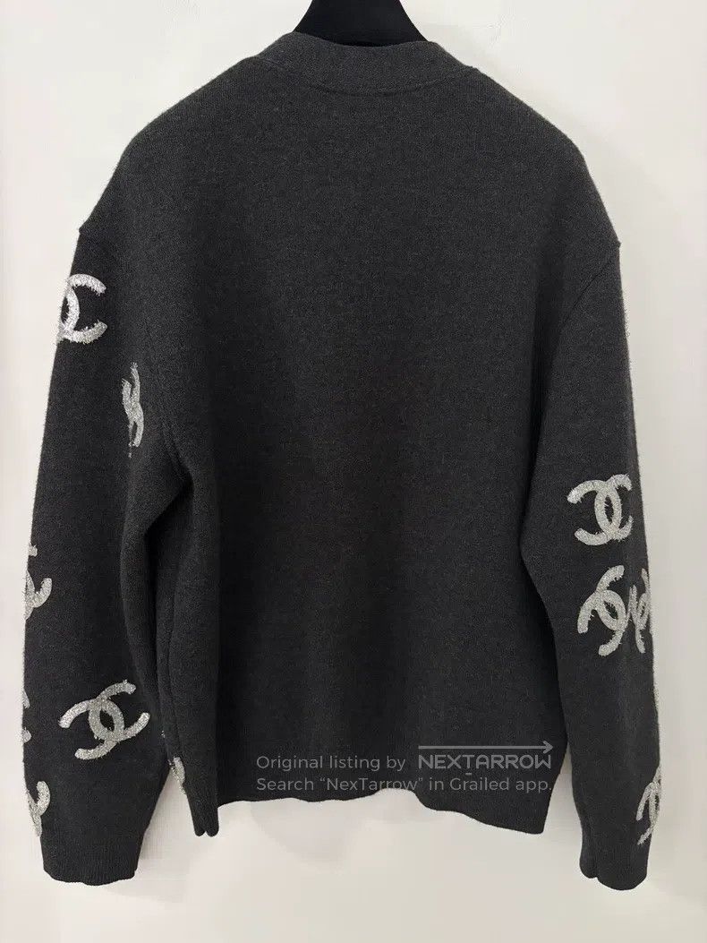 Chanel Chanel Black and gray full logo silver silk cardigan coat Size XS / US 0-2 / IT 36-38 - 2 Thumbnail