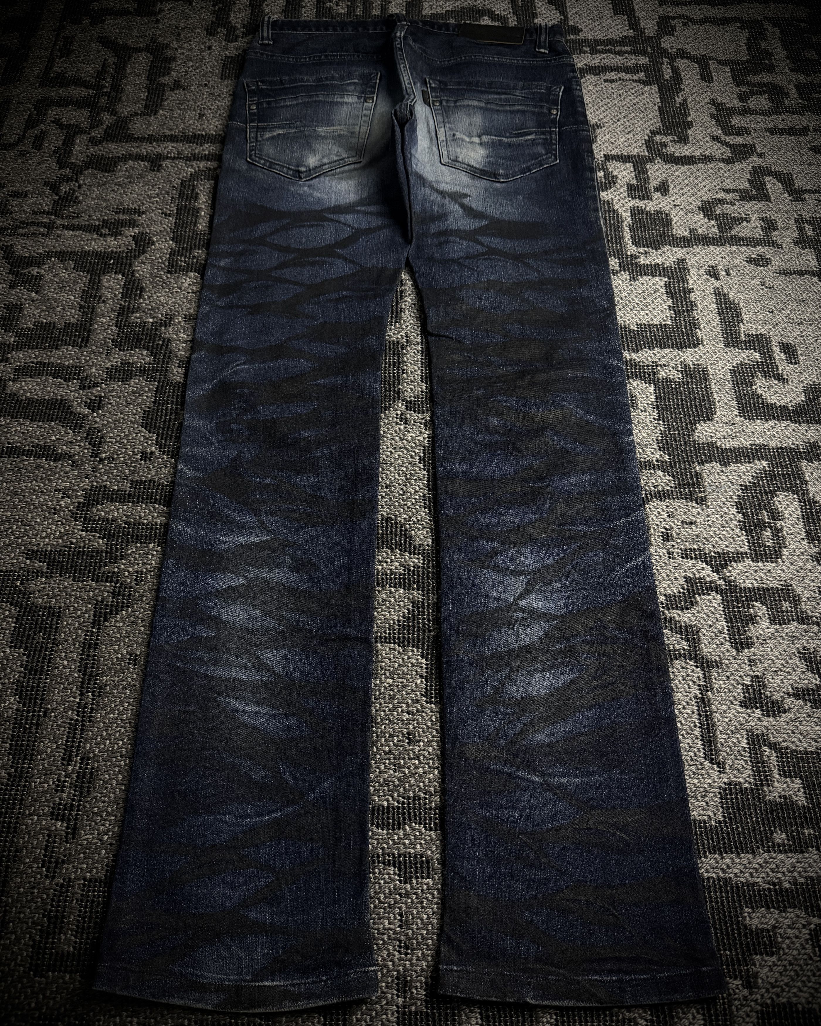 Tornado Mart Tornado Mart Black Whiskered Faded Skinny Denim Size US 31 - 3 Thumbnail