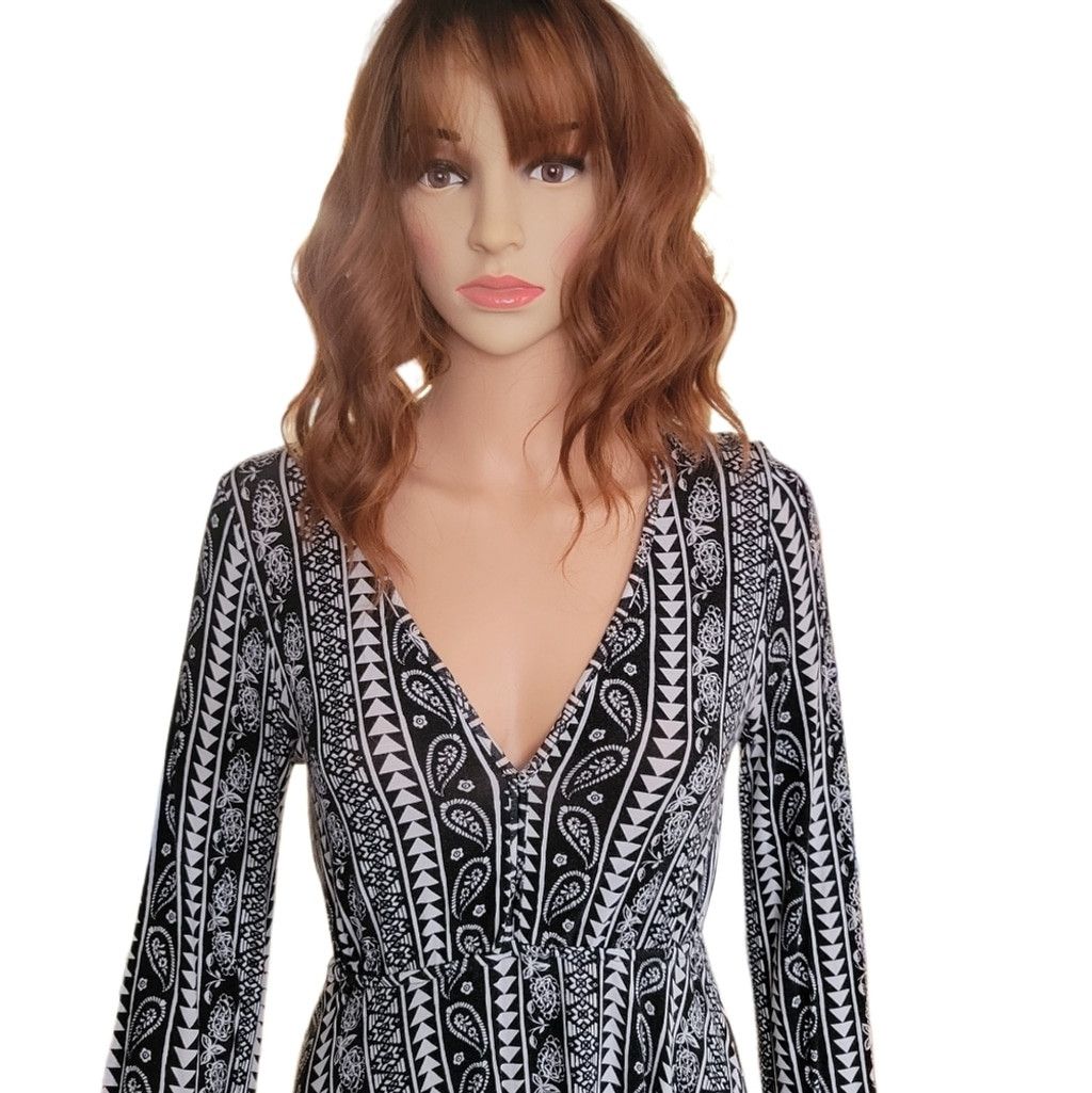 Express Express long sleeve printed fit & flare mini dress size S Size S / US 4 / IT 40 - 2 Thumbnail