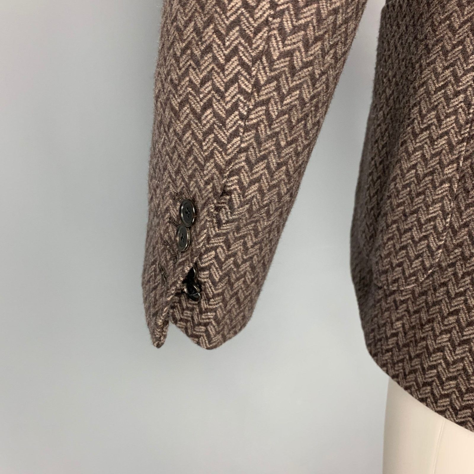 Other Brown & Beige Herringbone Wool Single Breasted Sport Coat Size 34R - 5 Thumbnail