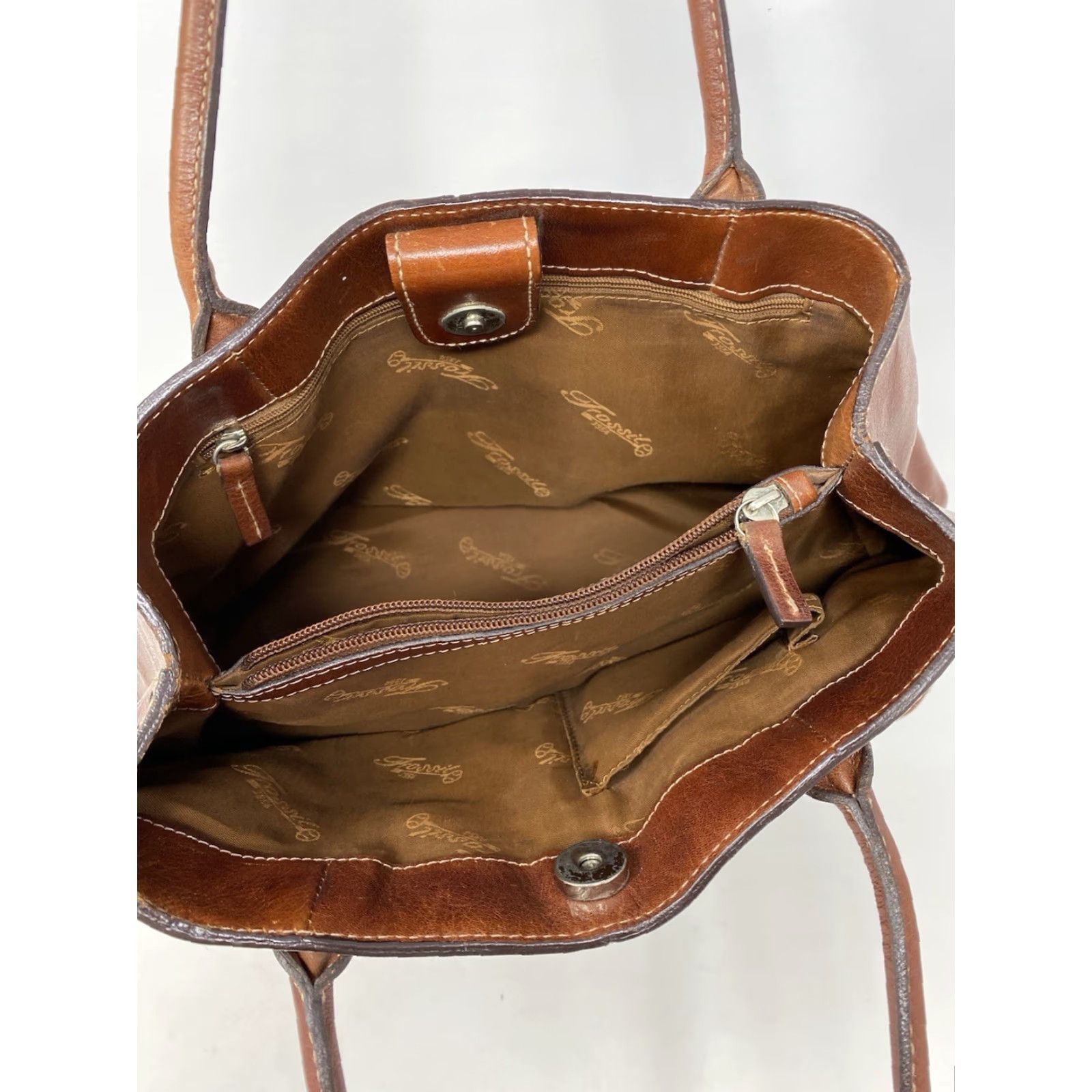 Fossil VINTAGE Fossil Tote Women Medium Leather Brown Purse Handbag Y2K 90s Classic Designer Inner Pockets Brown Leather Size ONE SIZE - 3 Thumbnail
