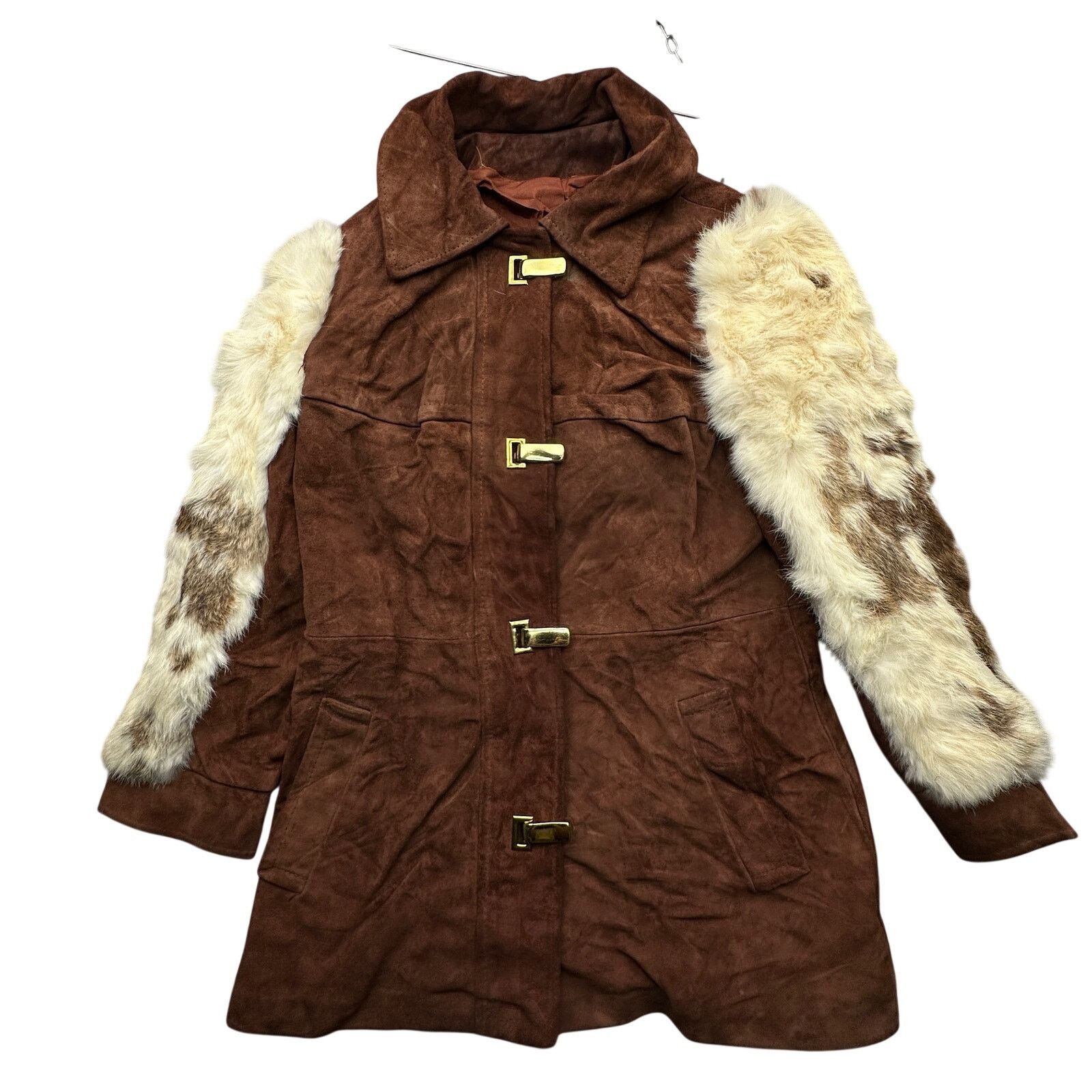 Other Vintage 70s Gutos Suede Leather Real Fur Coat Women S Brown Size S / US 4 / IT 40 - 1 Thumbnail