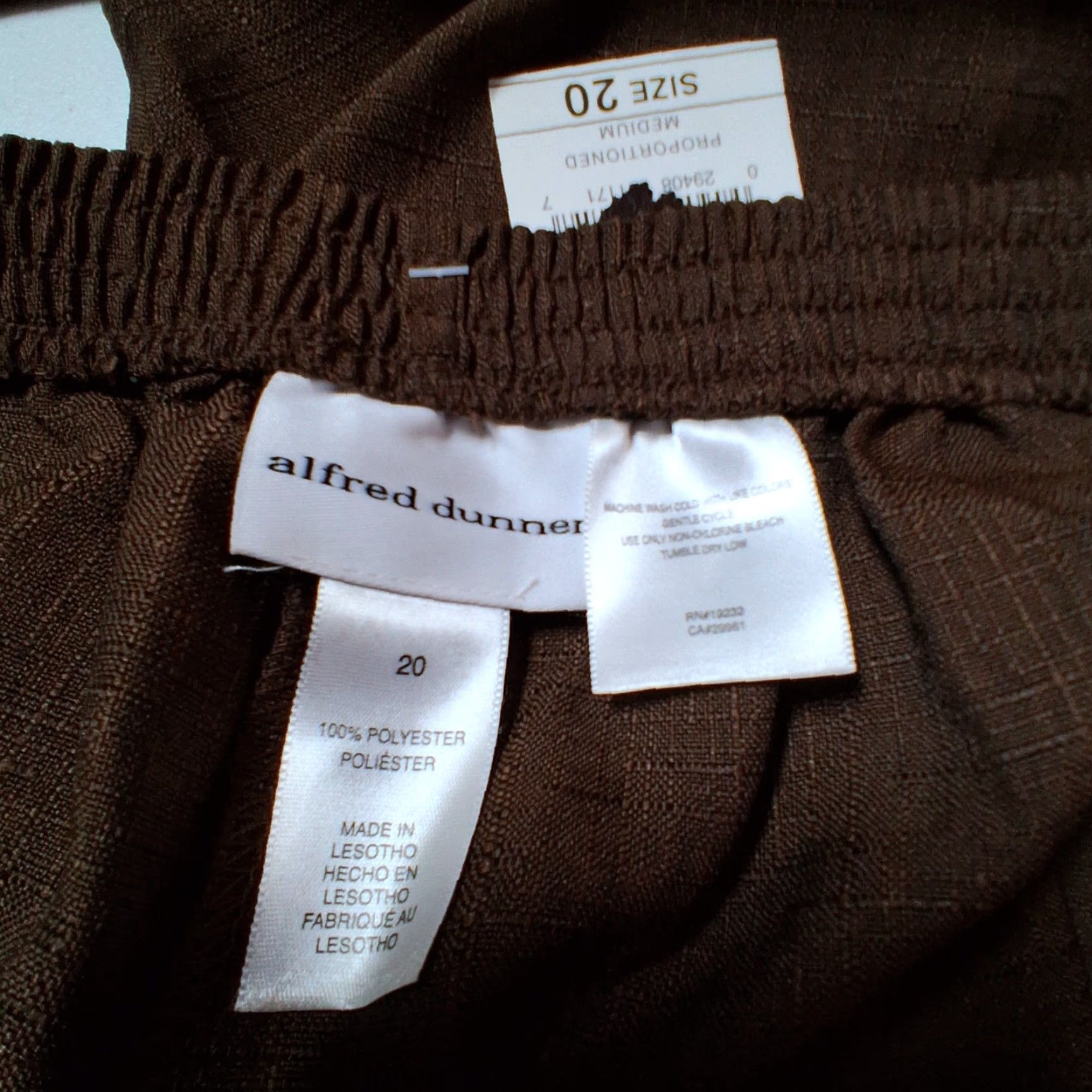 Vintage VINTAGE Alfred Dunner Pants Plus Size 20 Brown Woven Slacks Elastic Waist Pull On Dress Pants Womens Wide Slim Regular 29" Inseam Size 42" / US 20 - 5 Thumbnail