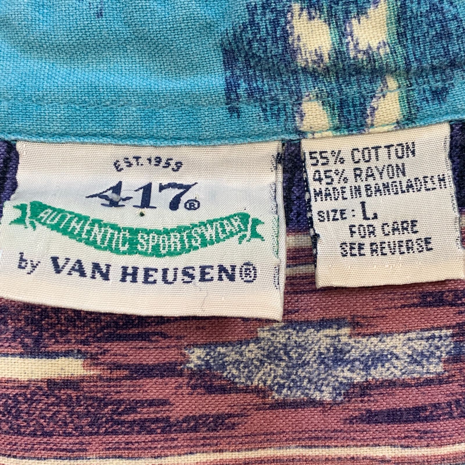 Vintage Vintage Van Heusen 90s Patchwork Button Up Shirt Turquoise Size US L / EU 52-54 / 3 - 10 Thumbnail