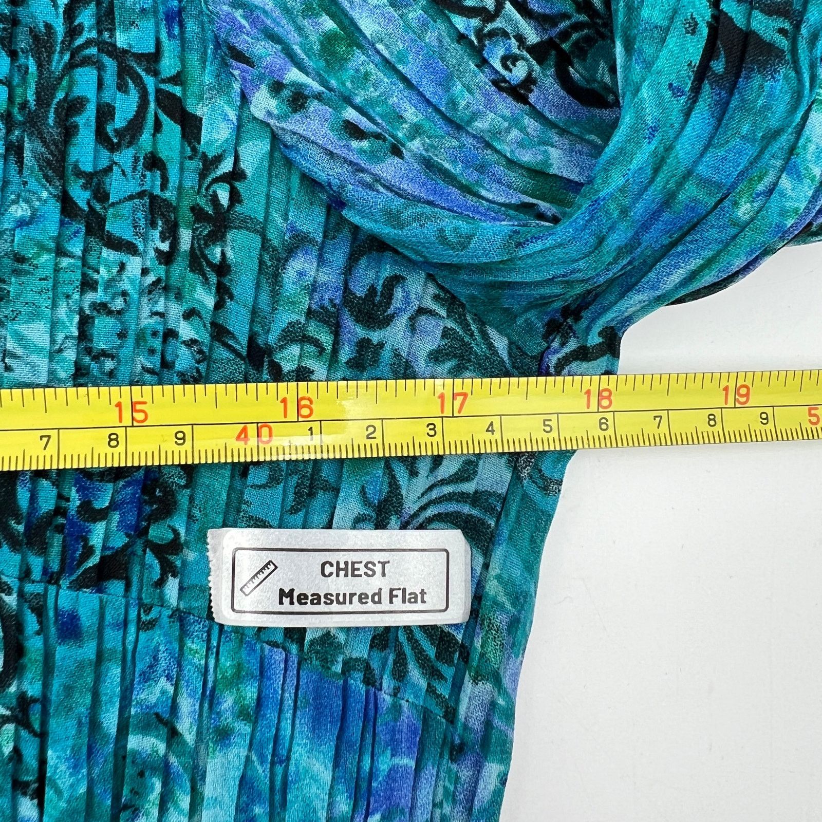 Other Laura Scott Blue Damask Printed Pleated Stretch Shirt Top Size M / US 6-8 / IT 42-44 - 4 Thumbnail