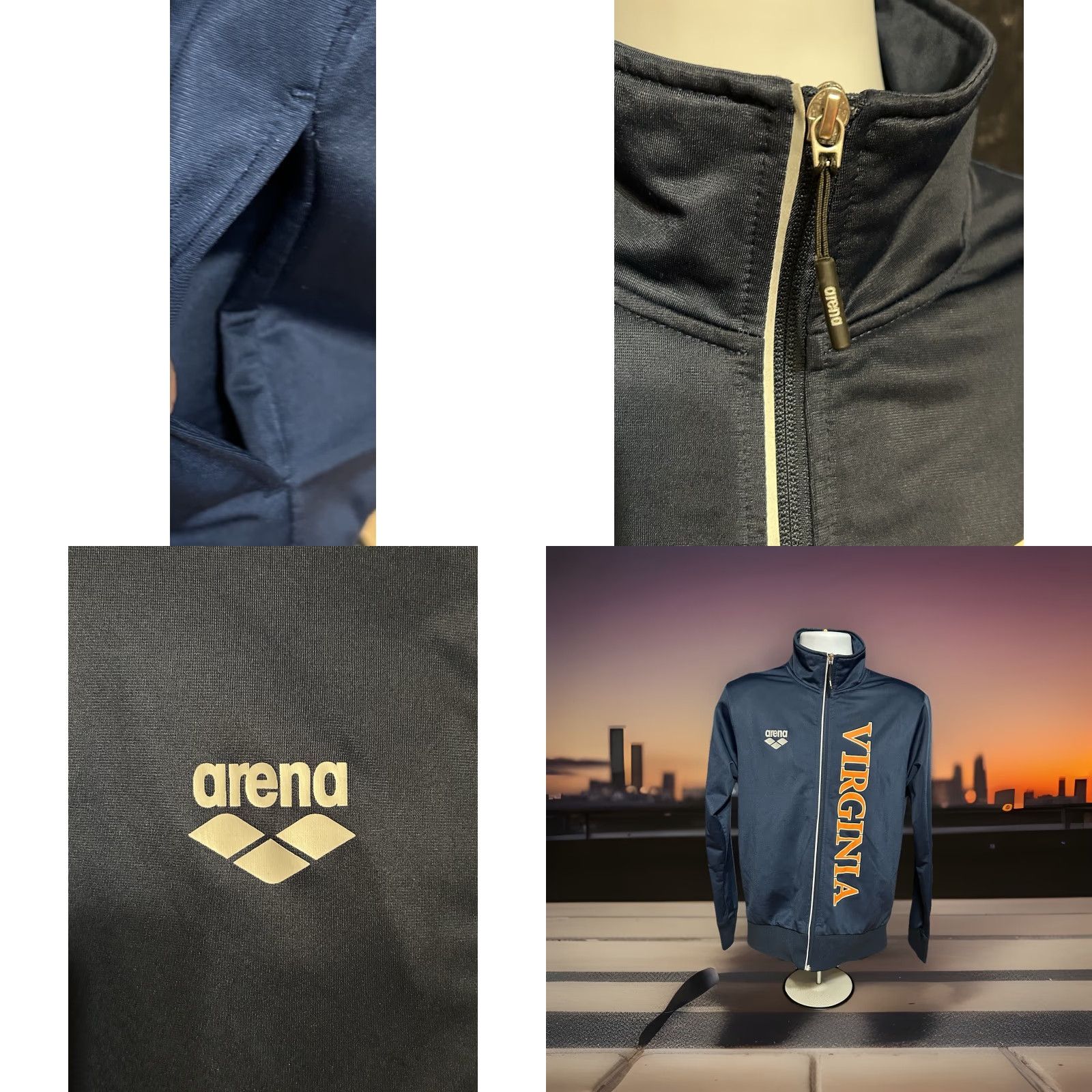 Vintage Arena University Of Virginia Swimming & Diving Full Zip Jacket Men M Blue Solid Mock Collar Zip VERS Size US M / EU 48-50 / 2 - 8 Thumbnail