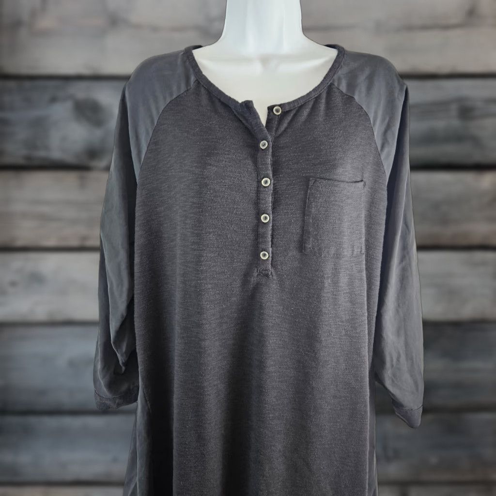 Prana Prana Womens Henley Dress XL Charcoal Gray 3/4 Sleeve Size XL / US 12-14 / IT 48-50 - 1 Thumbnail