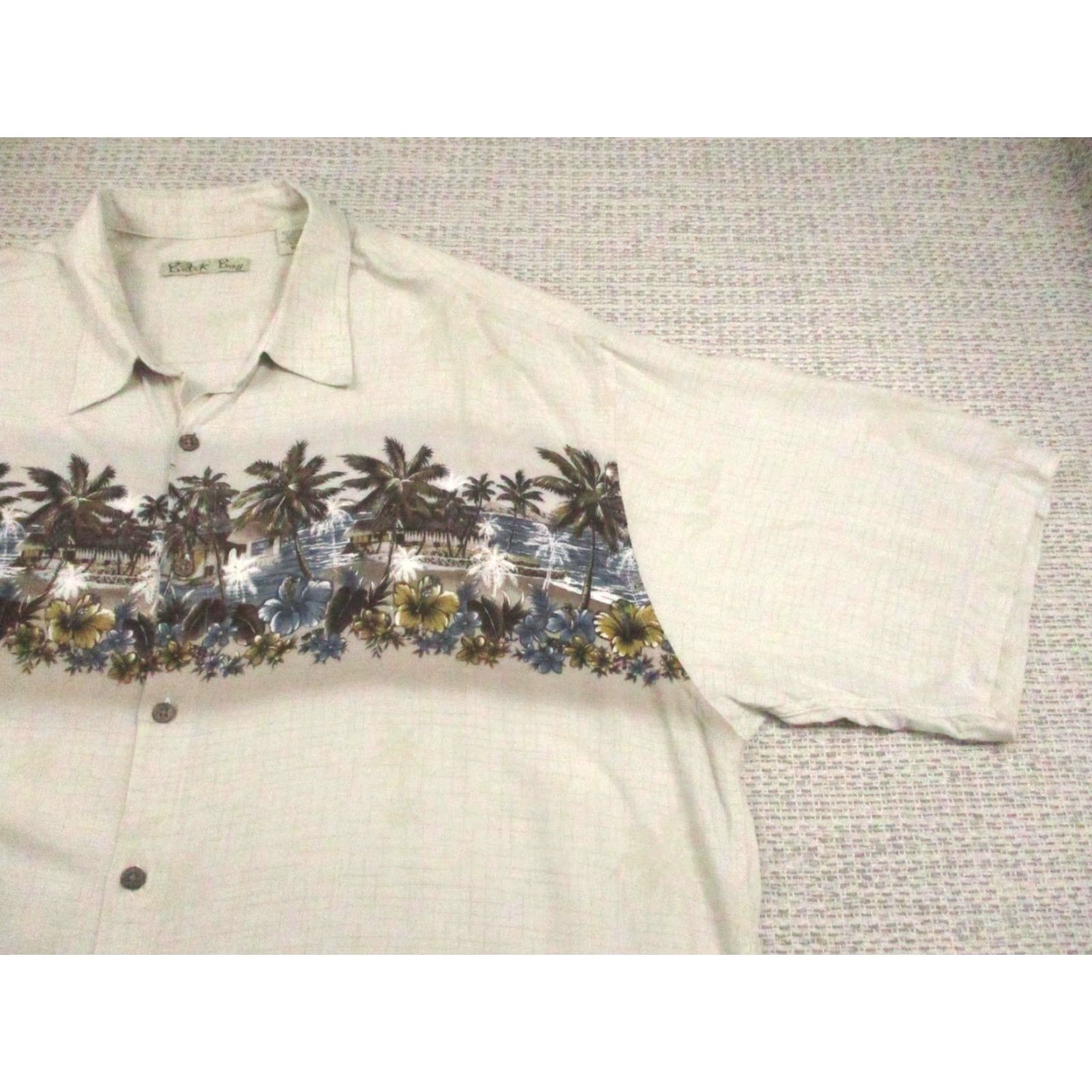 Vintage Batik Bay Shirt Mens 2XL Beige Rayon Hawaiian Aloha Tropical Palm Tree Print Shirt Size US XXL / EU 58 / 5 - 2 Thumbnail