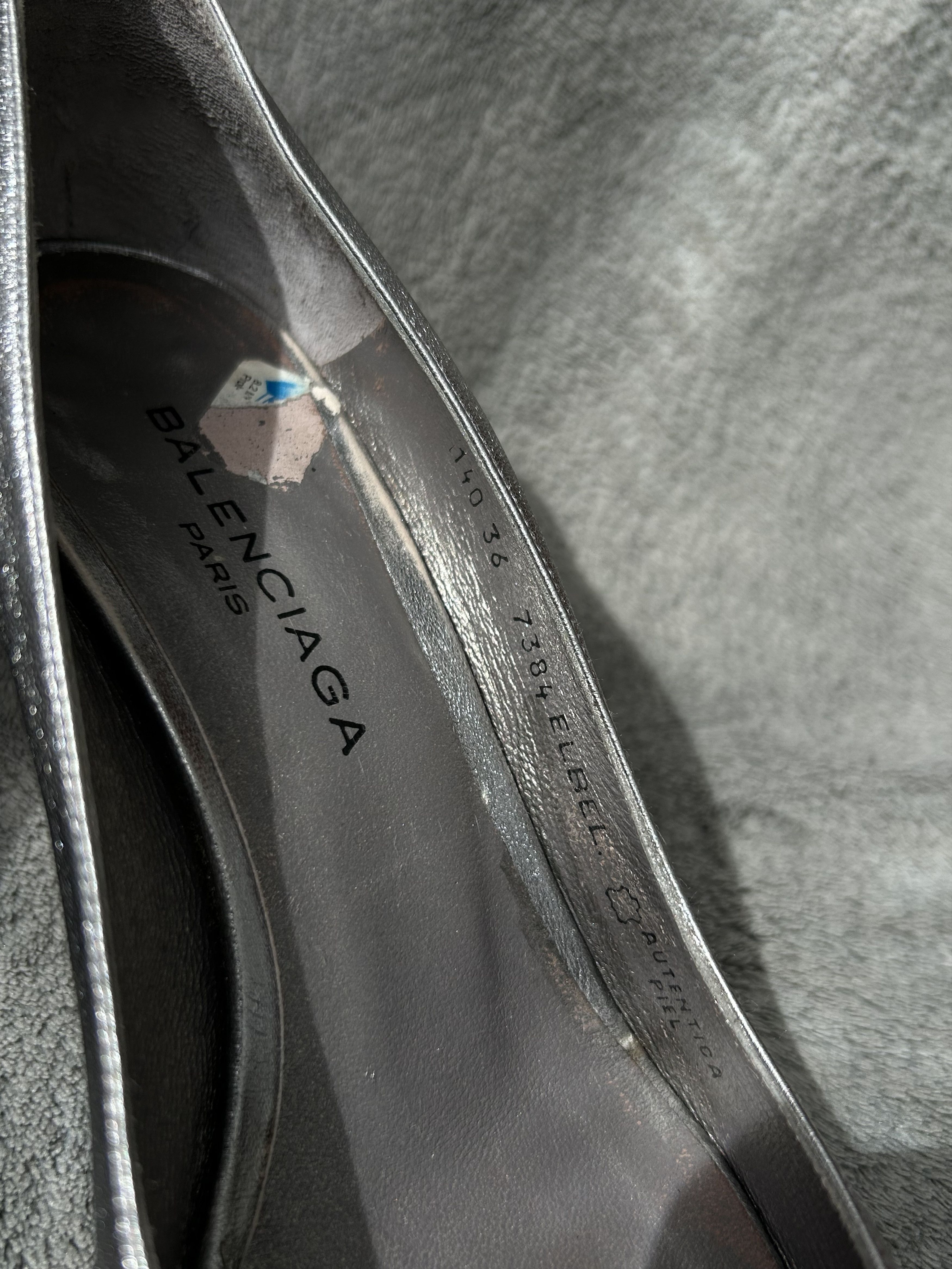 Balenciaga Balenciaga Paris Metallic Leather Peep-Toe Heels Size US 6 / IT 36 - 5 Thumbnail