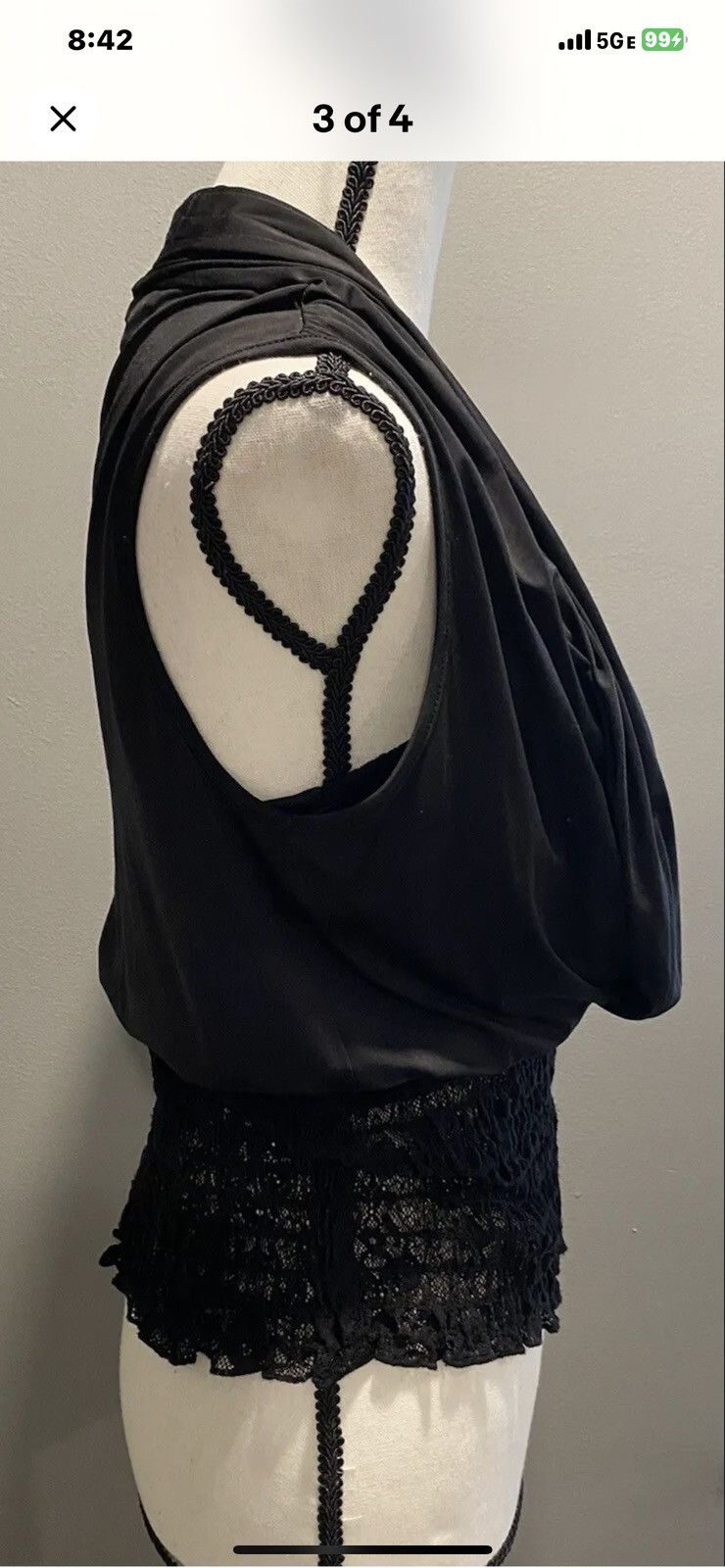 XOXO Stunning Black Sleeveless Lacy Top Size M / US 6-8 / IT 42-44 - 3 Thumbnail
