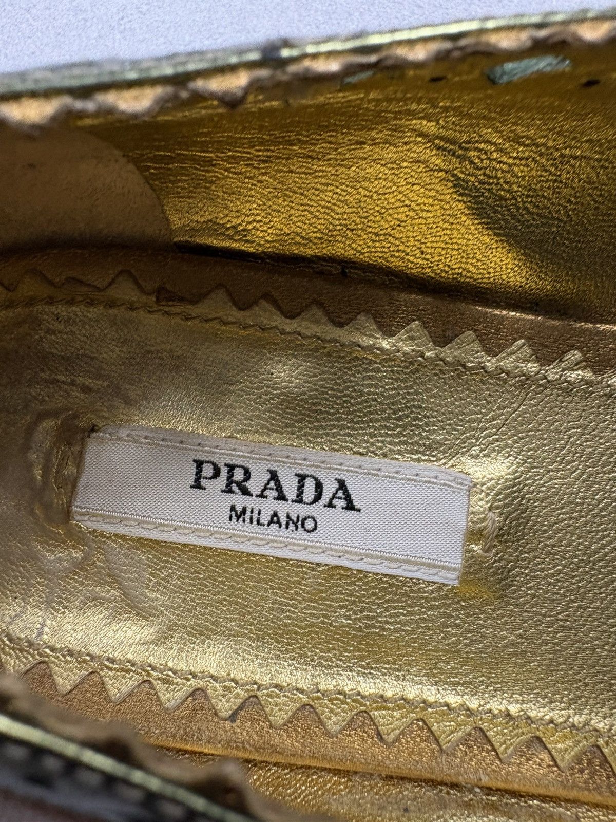 Prada Archive Prada Milano Metallic Gold Ballet Flats 38.5 Vintage Size US 8.5 / IT 38.5 - 9 Thumbnail