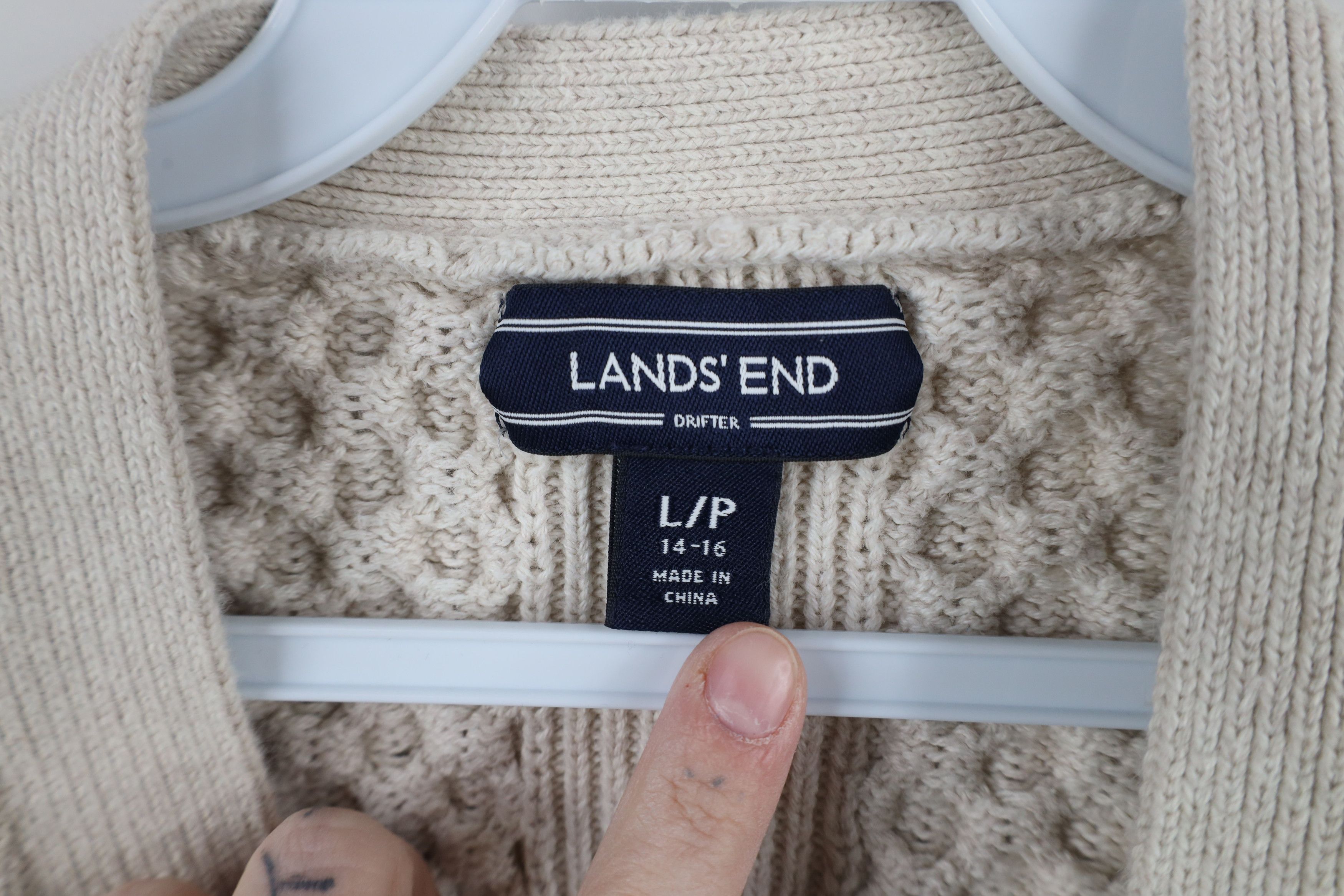 Lands' End × Vintage Vintage Lands End Heavyweight Knit Cardigan Sweater Beige Size L / US 10 / IT 46 - 7 Thumbnail